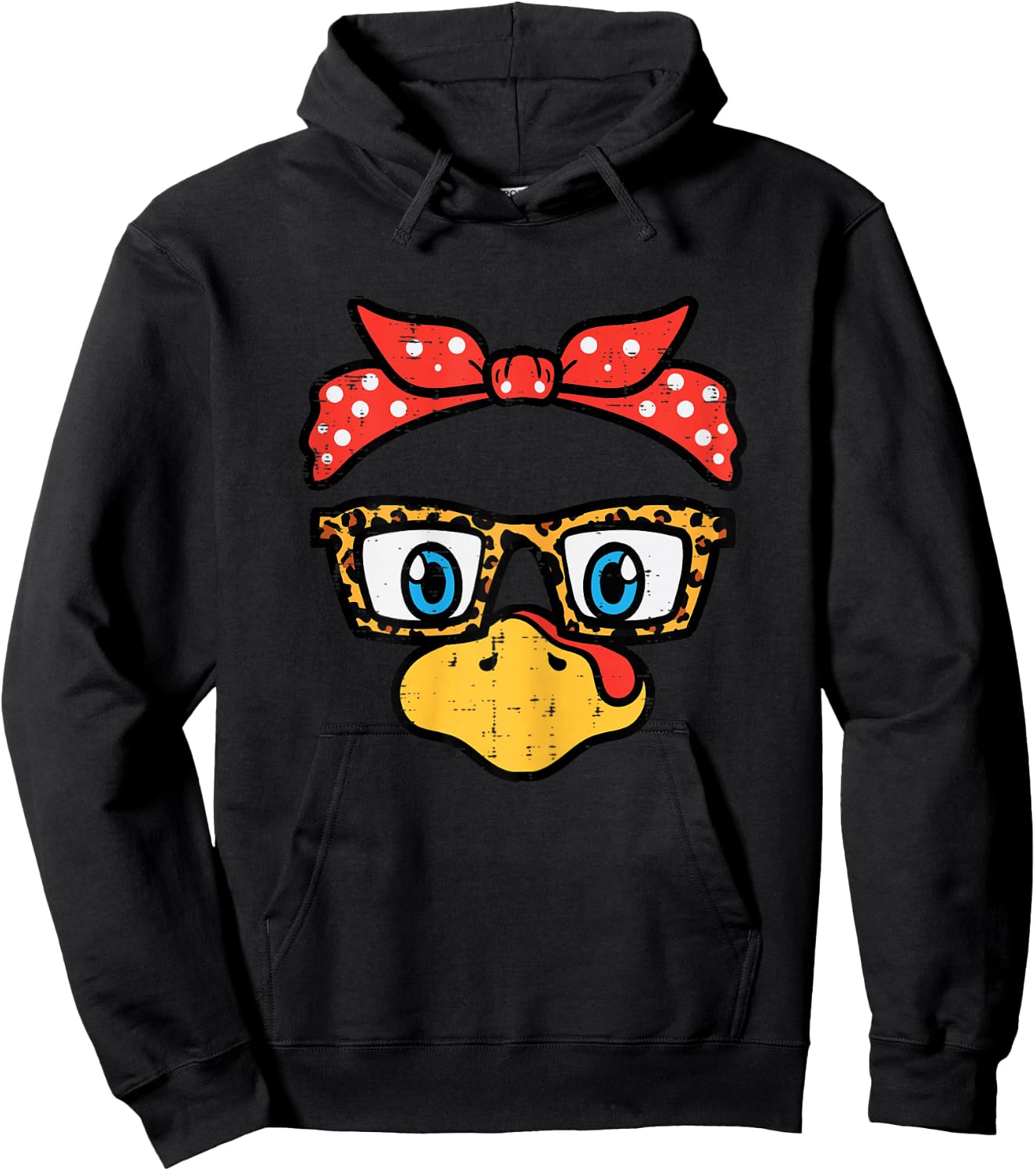 Thanksgiving Turkey Face Eyeglasses Mom Women Girls Kids Hoodie - Hoodie | Black