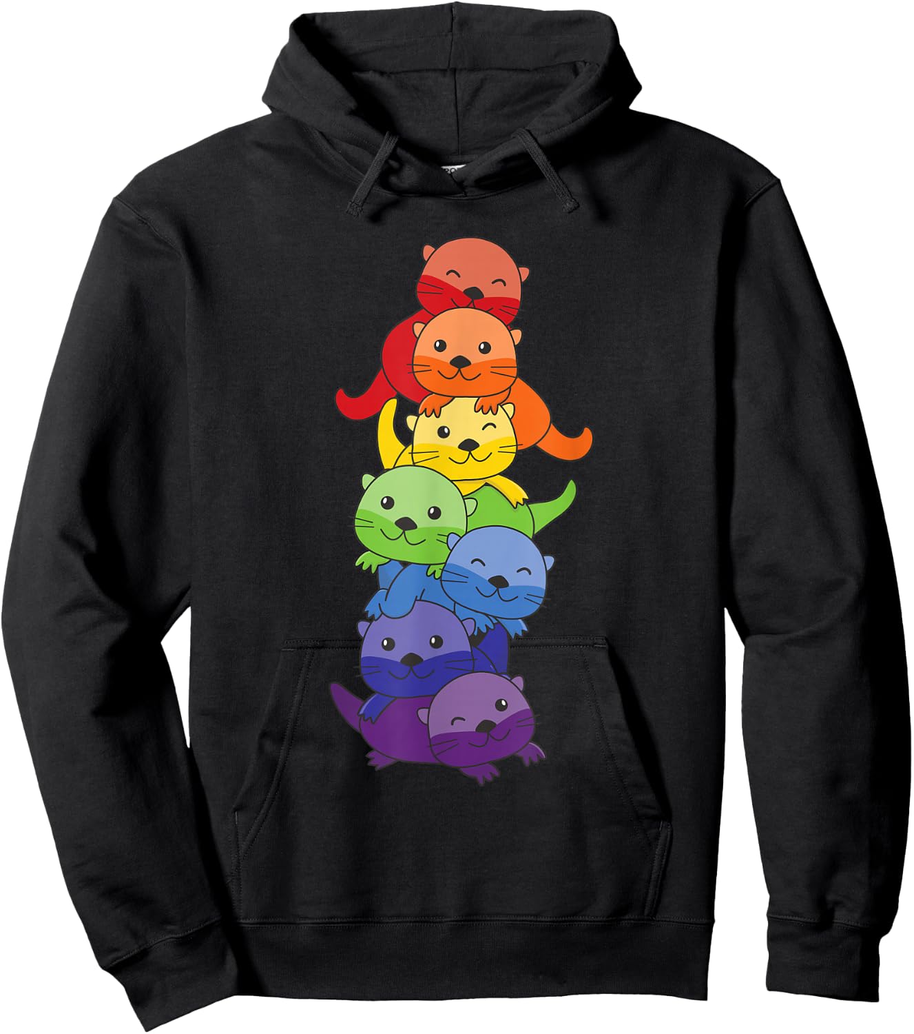 Rainbow Flag Pride Month LGBTQ Rainbow Otter Hoodie - Hoodie | Black