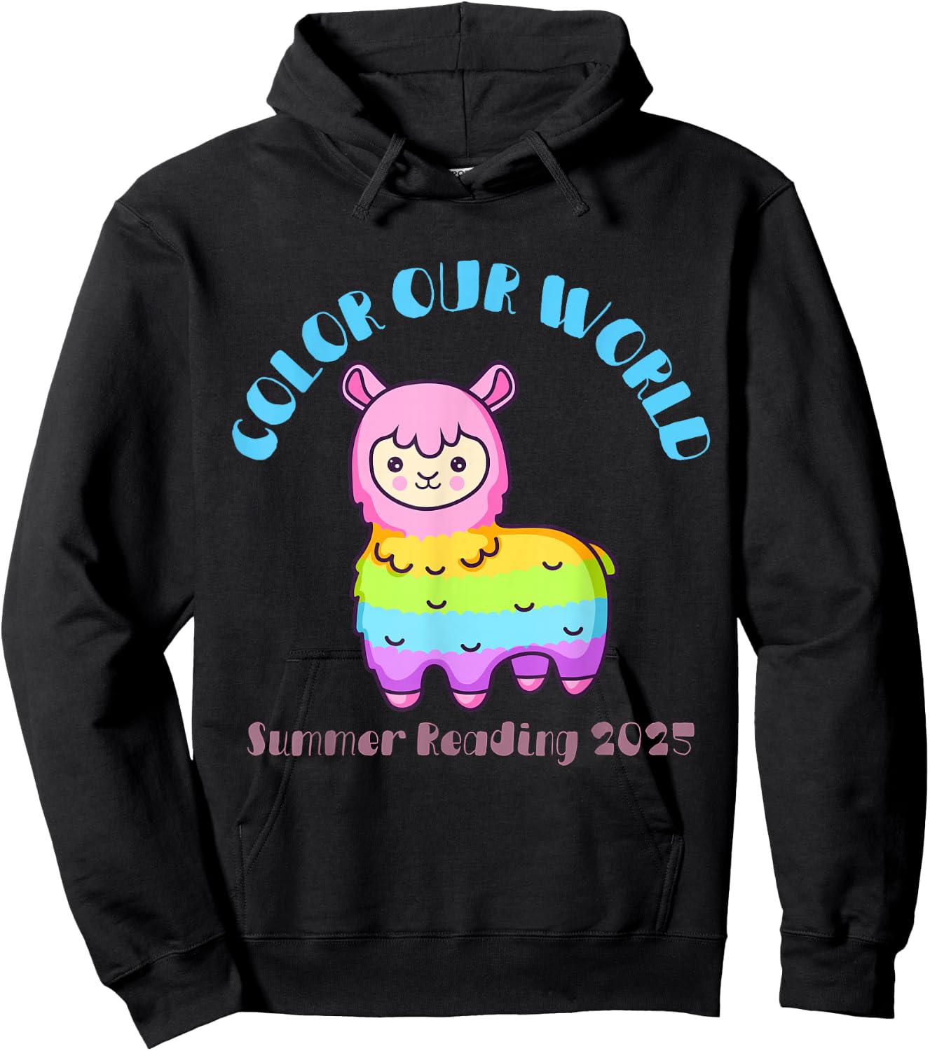 Color Our World Summer 2025 Reading Program- Llama Hoodie - Hoodie | Black