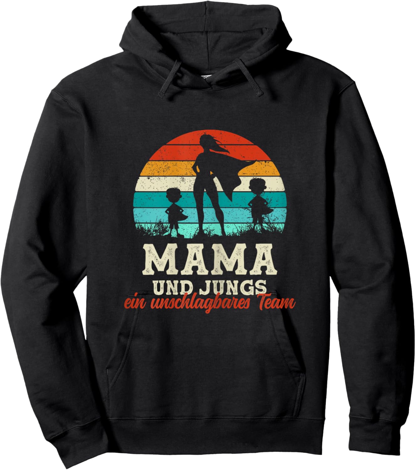 Team Mama Zwei Söhne Superheld Muttertag Stolze Super Mama Hoodie - Hoodie | Black