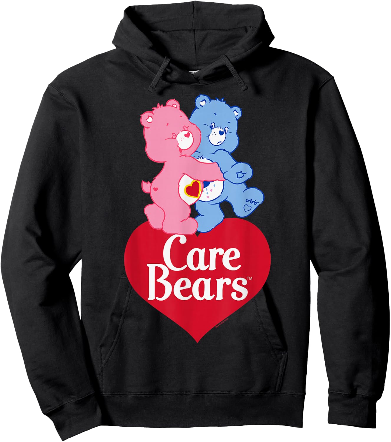 Care Bears Love-A-Lot Bear & Grumpy Valentine Hug Logo , Black, S Hoodie - Hoodie | Black