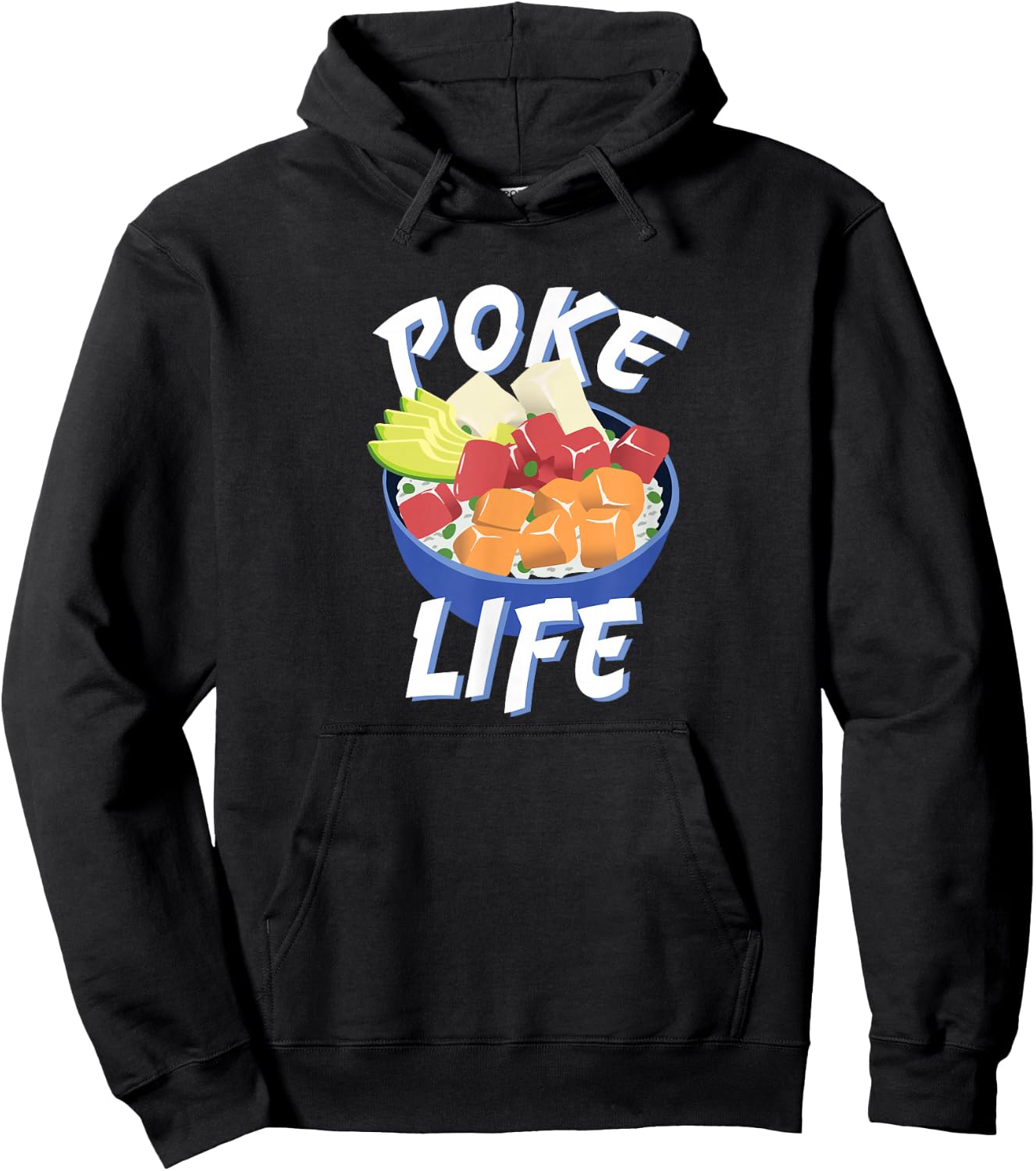 Poke Life - Cool Hawaiian Poke Bowl Graphic Hoodie - Hoodie | Black