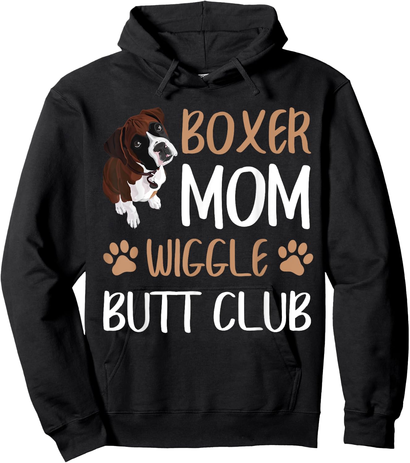 Boxer Mom Wiggle Butt Club Dog Lover Hoodie - Hoodie | Black