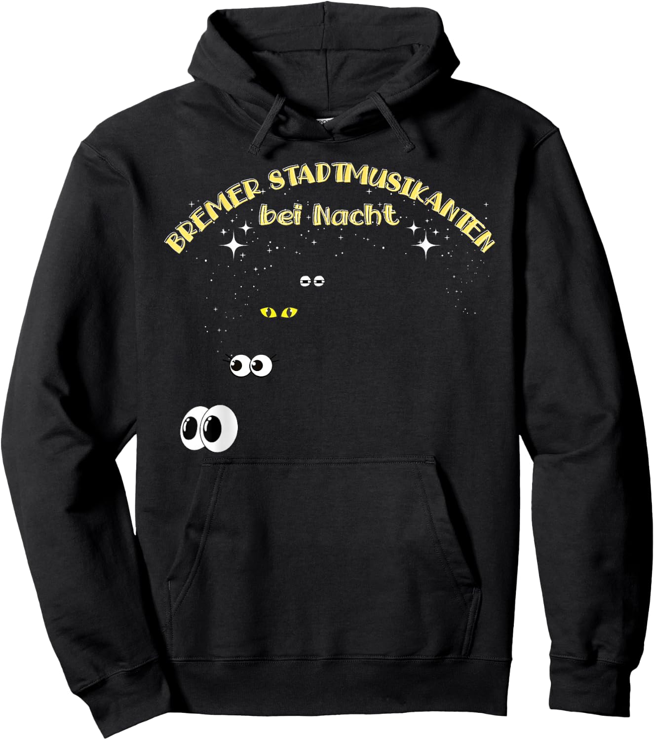 Bremer Stadtmusikanten bei Nacht , black Hoodie - Hoodie | Black