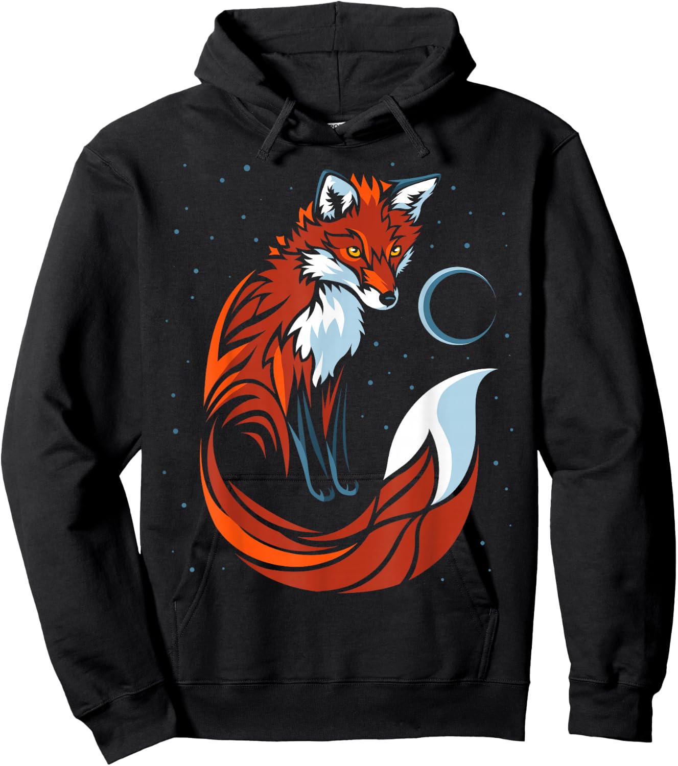 Tribal Tail Fox Graphic Design Hoodie - Hoodie | Black