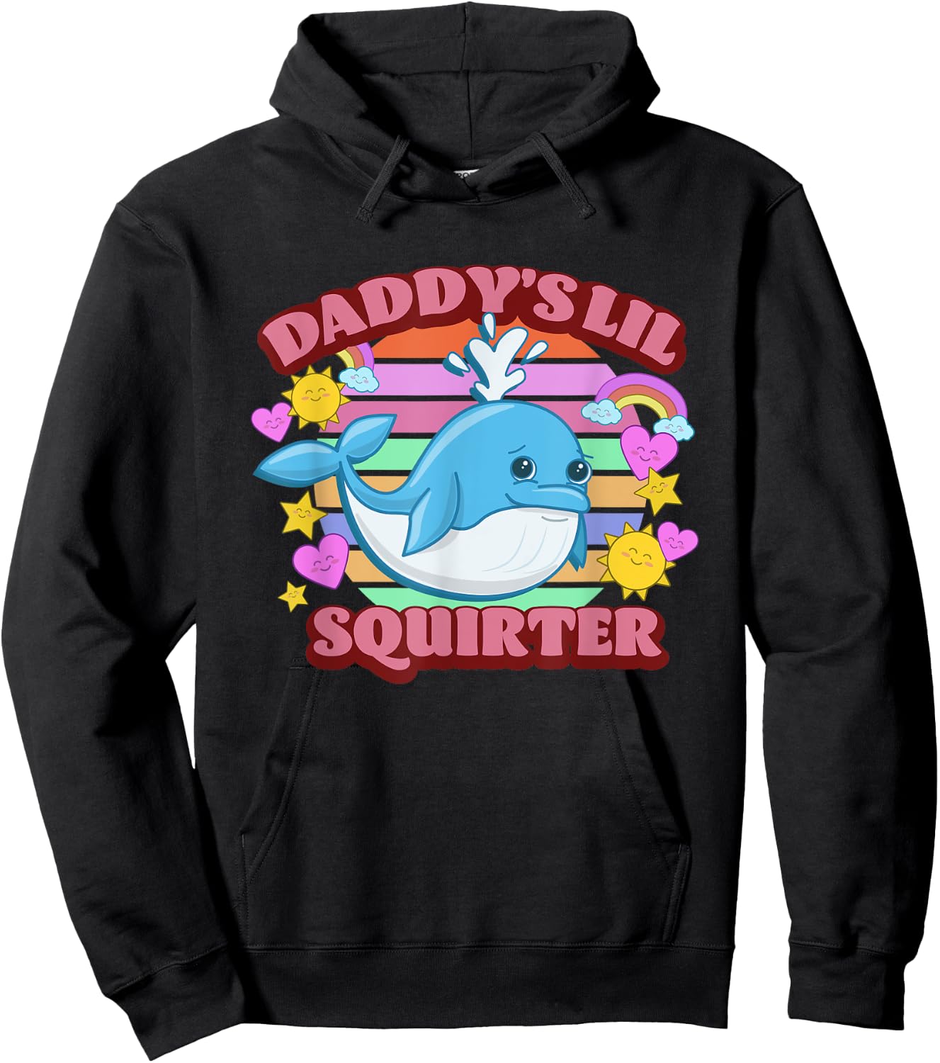 Daddy's Lil Squirter Whale Inappropriate Funny Adult Joke Hoodie - Hoodie | Black