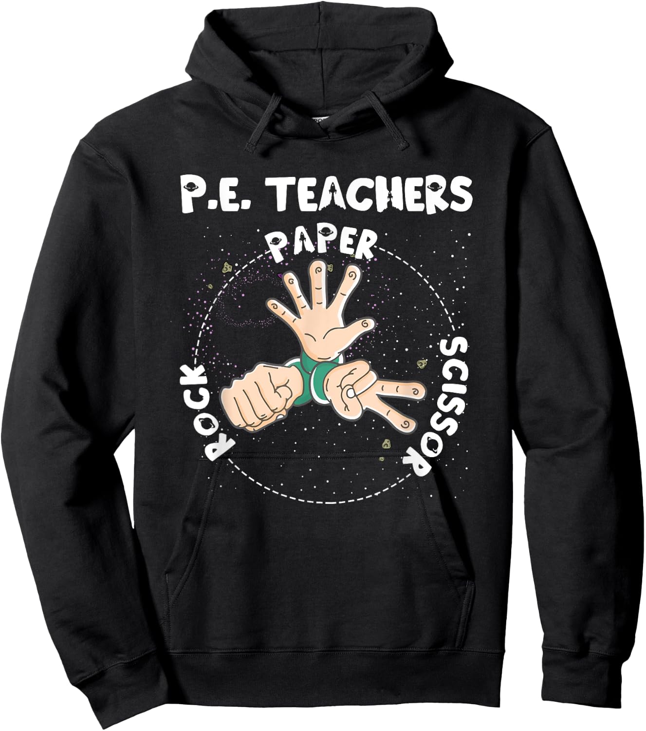 Funny Physical Education PE Teacher Rock Paper Scissor Hoodie - Hoodie | Black