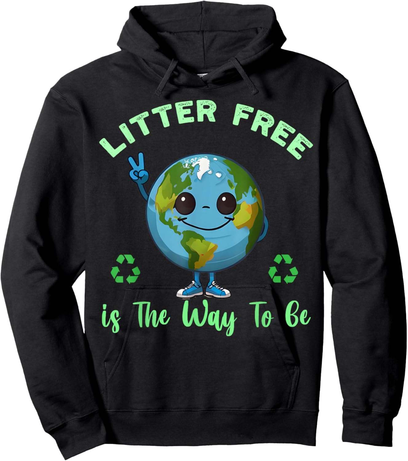 Anti Littering Environment Earth Day 2024 Litter-free Planet Hoodie - Hoodie | Black