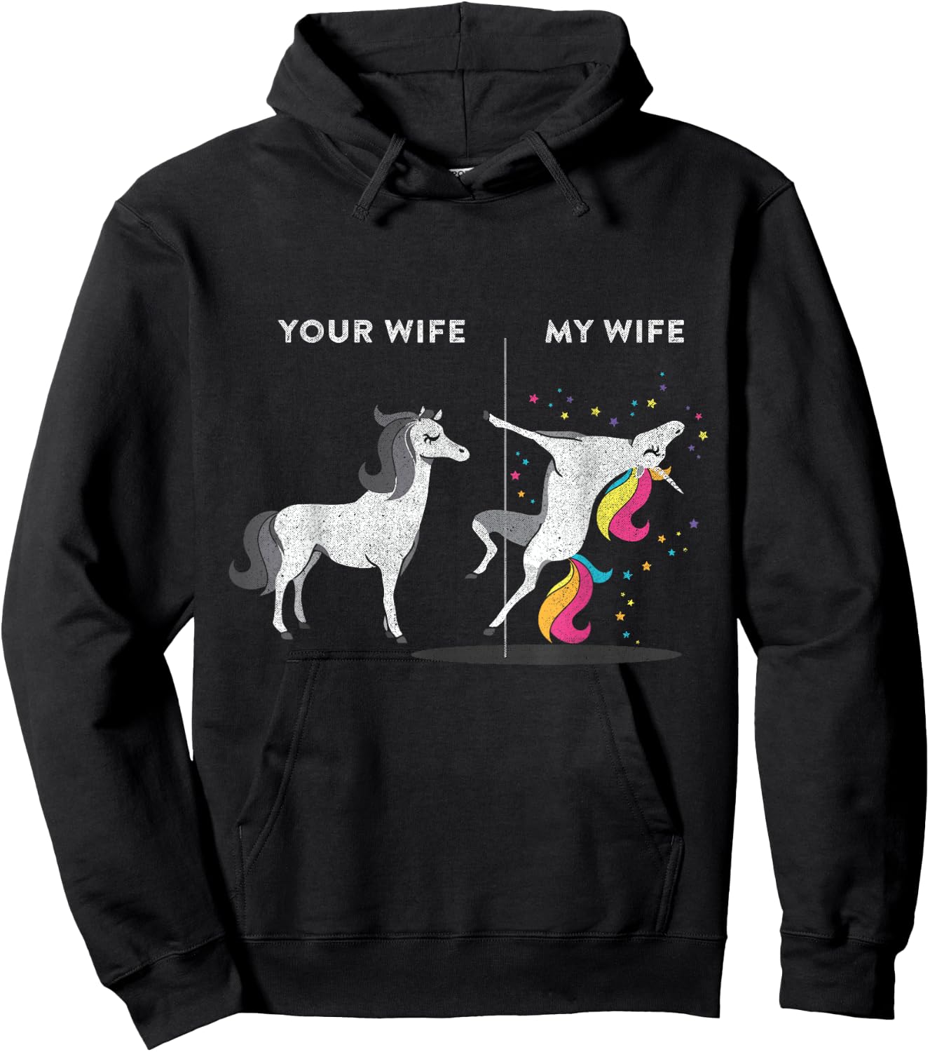 Your Wife vs My Wife Unicorn Hoodie - Hoodie | Black