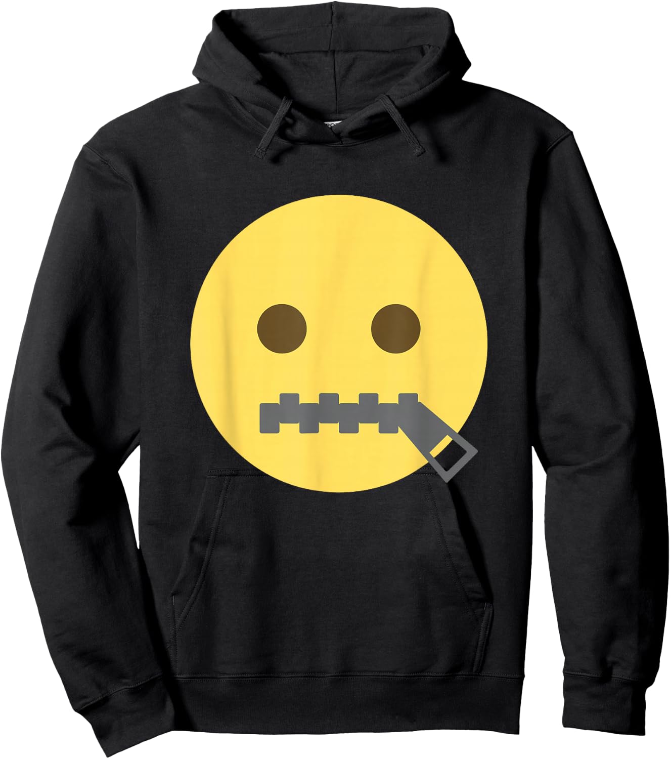 Zipper-Mouth Face Emoticon Lips Sealed Zip It Hoodie - Hoodie | Black