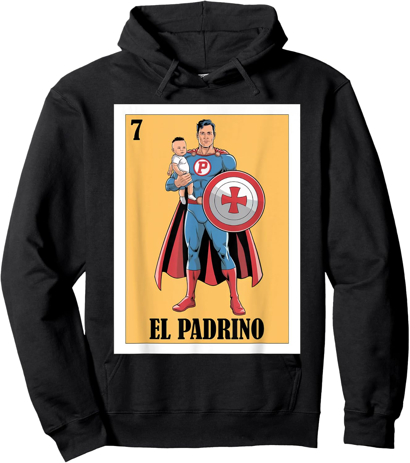 Funny Mexican Baptism Superhero Design - El Super Padrino Hoodie - Hoodie | Black