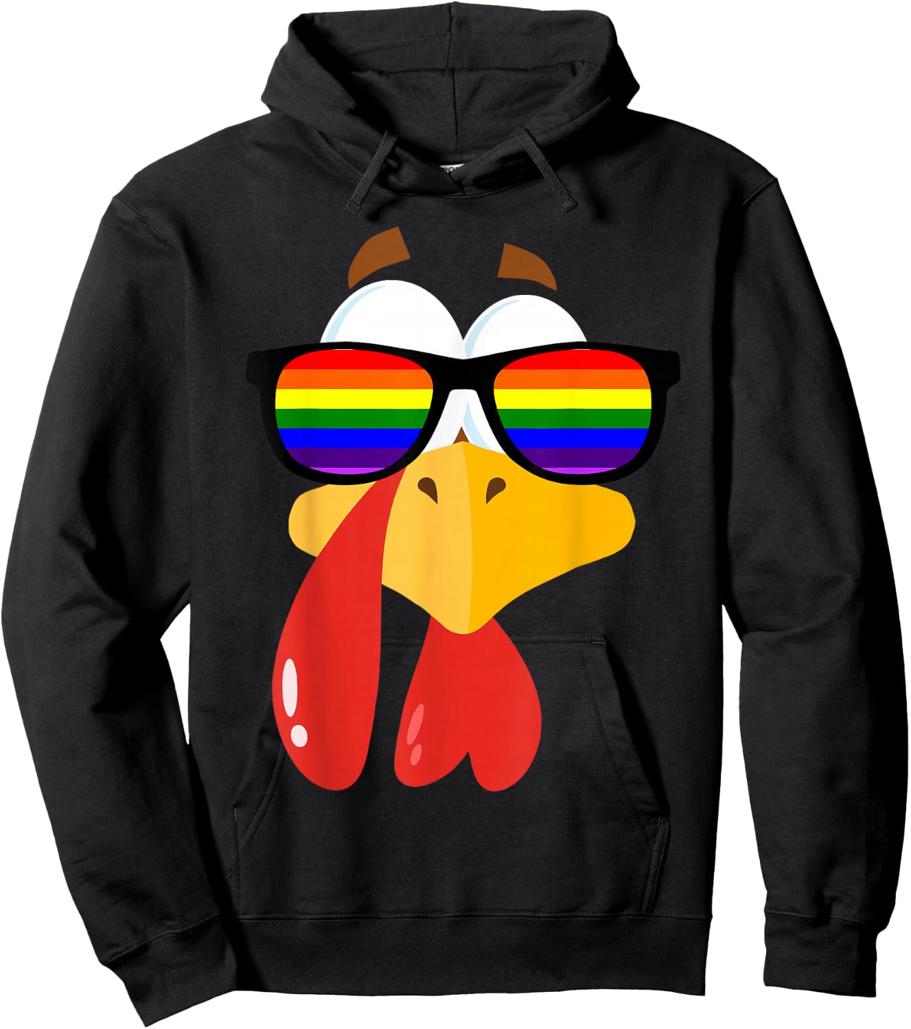LGBT Pride Sunglasses Rainbow Turkey Proud LGBT Thanksgiving Hoodie - Hoodie | Black