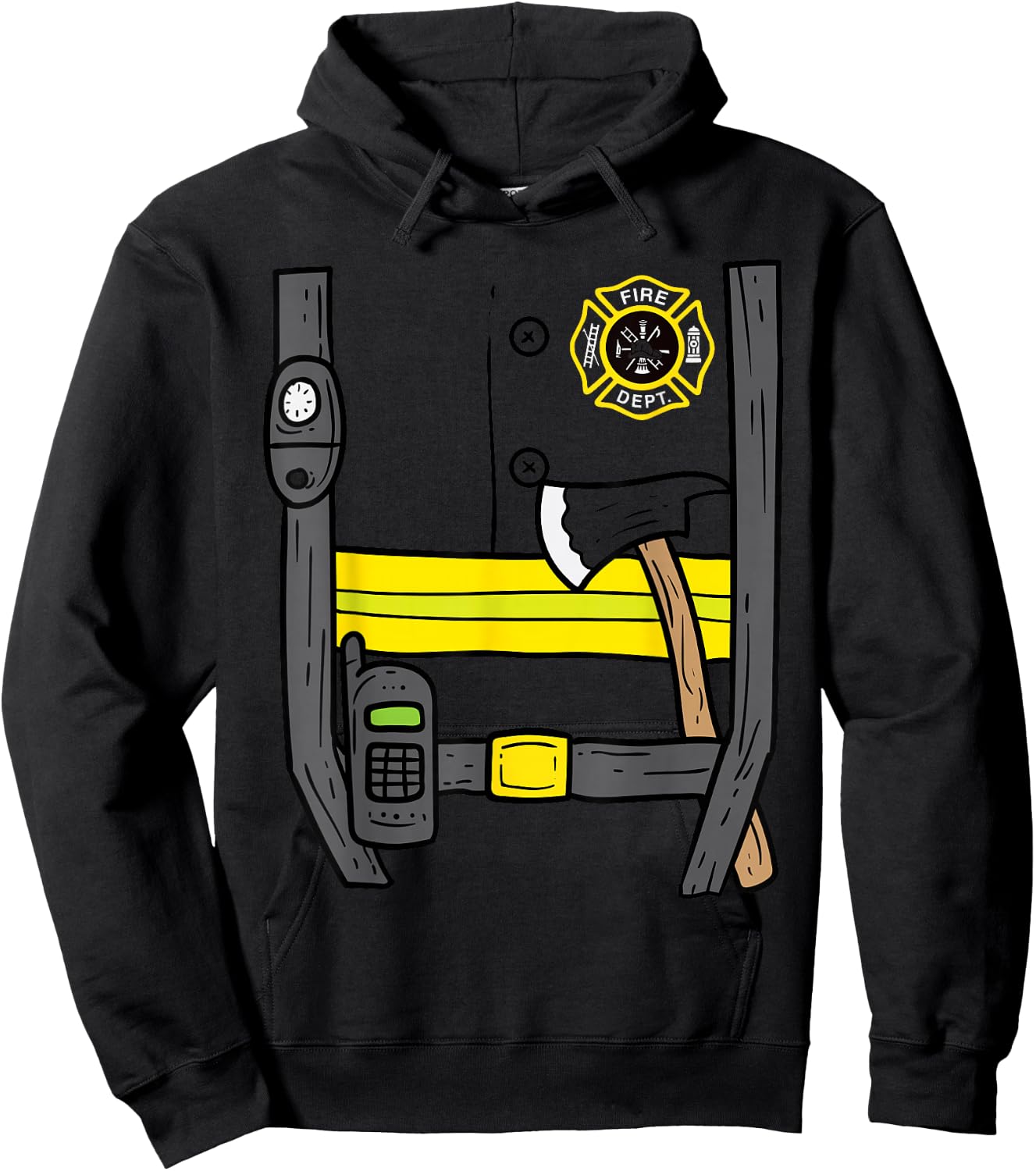 Firefighter Fireman Easy Lazy DIY Halloween Costume Boys Hoodie - Hoodie | Black