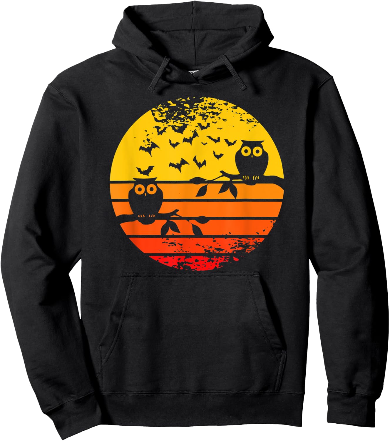 Retro Vintage Halloween Full Moon Owl - Halloween Costume Hoodie - Hoodie | Black