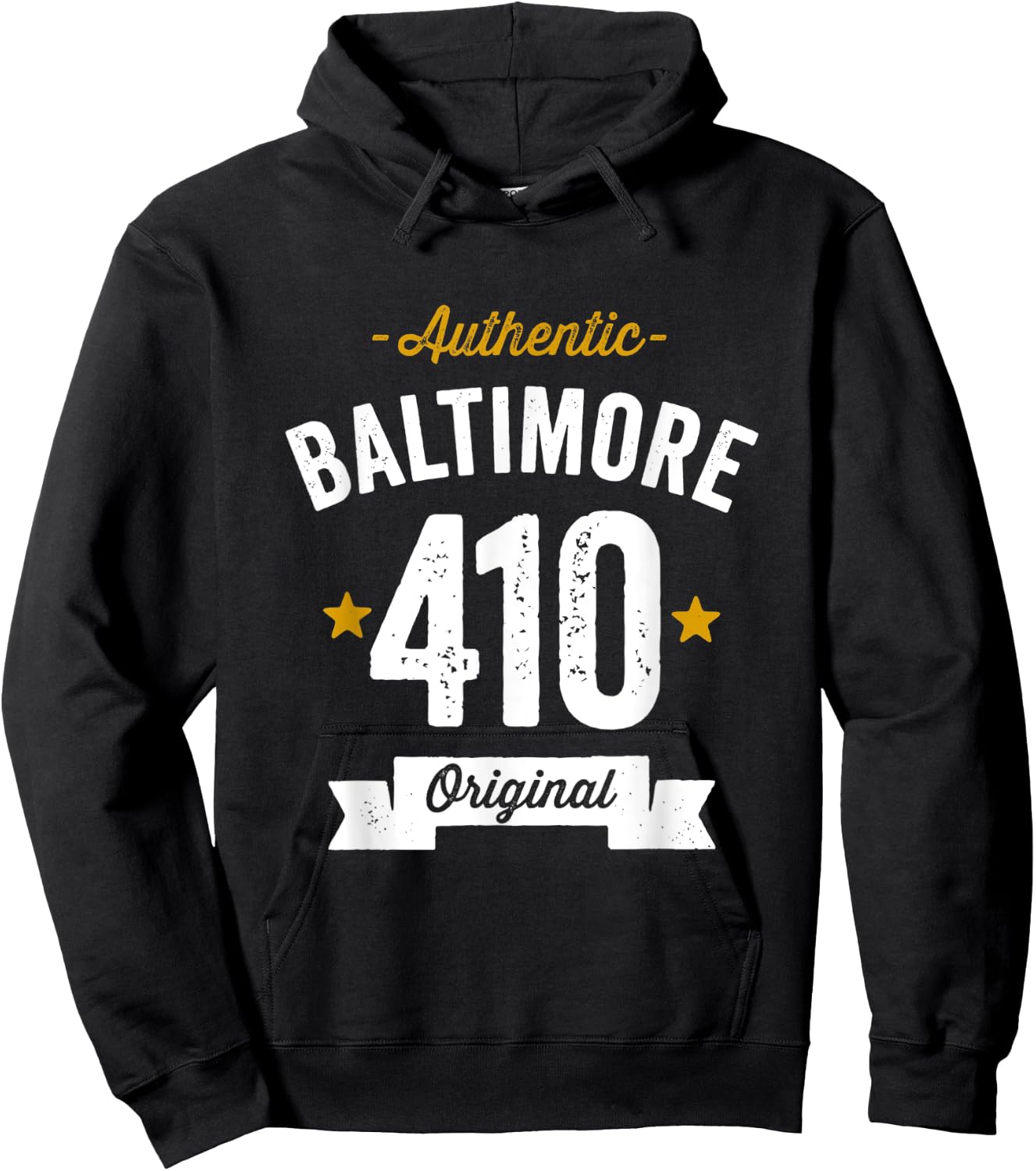 410 Baltimore Area Code Distressed Authentic (Dark) Hoodie - Hoodie | Black