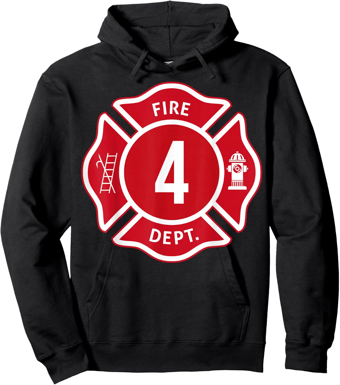 Kids Fire Truck 4th Birthday Boy Firefighter 4 Year Old Hoodie - Hoodie | Black