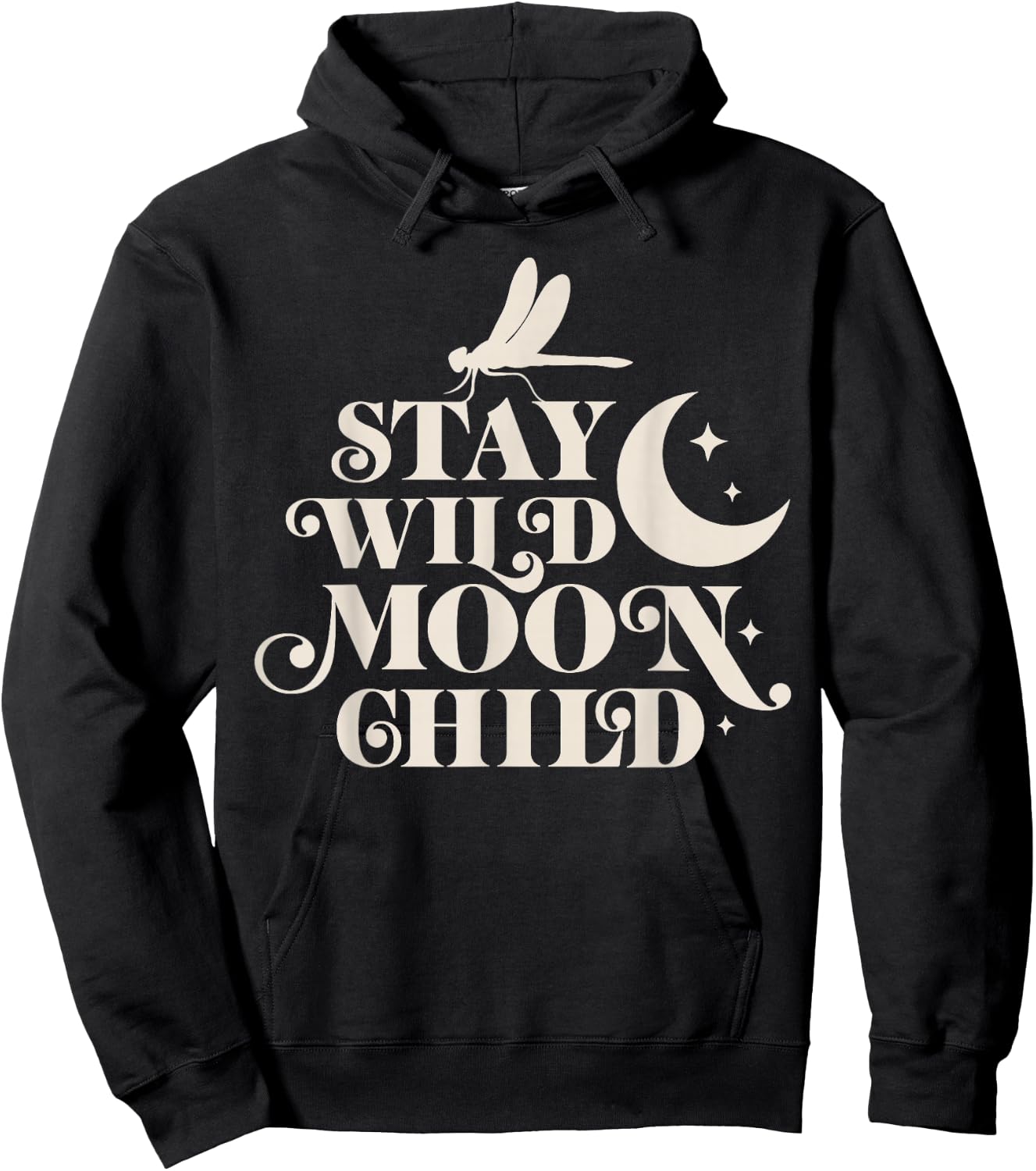 Stay Wild Moon Child Hippie Dragonfly Retro 70s Bug Insect Hoodie - Hoodie | Black