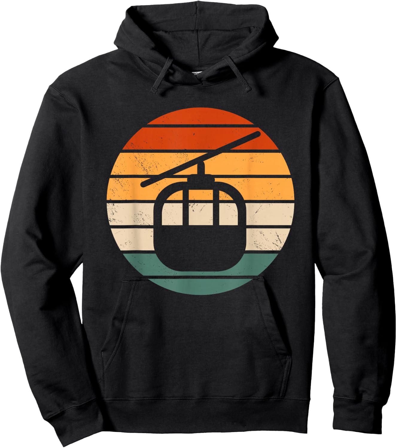 Retro Ski Lift Gondola Outfit Skiing Cable Car Mountain , black Hoodie - Hoodie | Black
