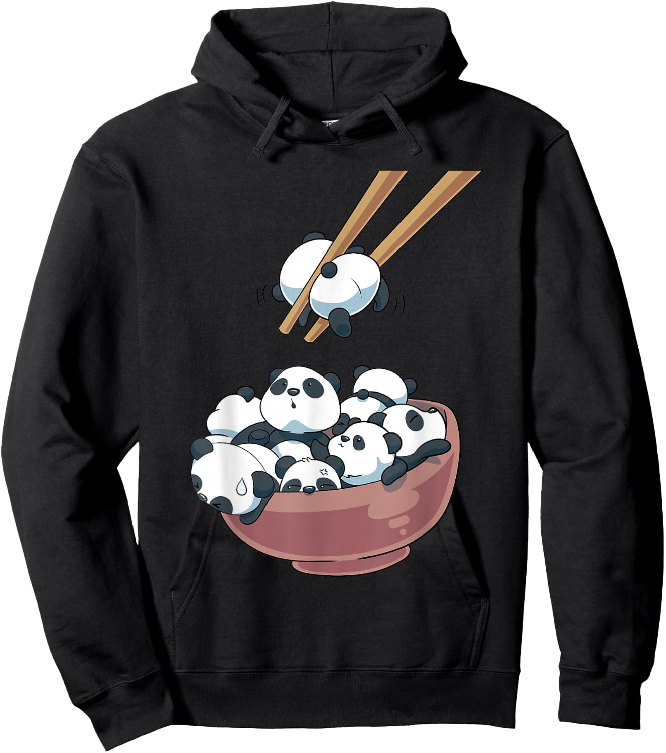 Japanese Panda Bears Ramen Noodle Bowl Hoodie - Hoodie | Black
