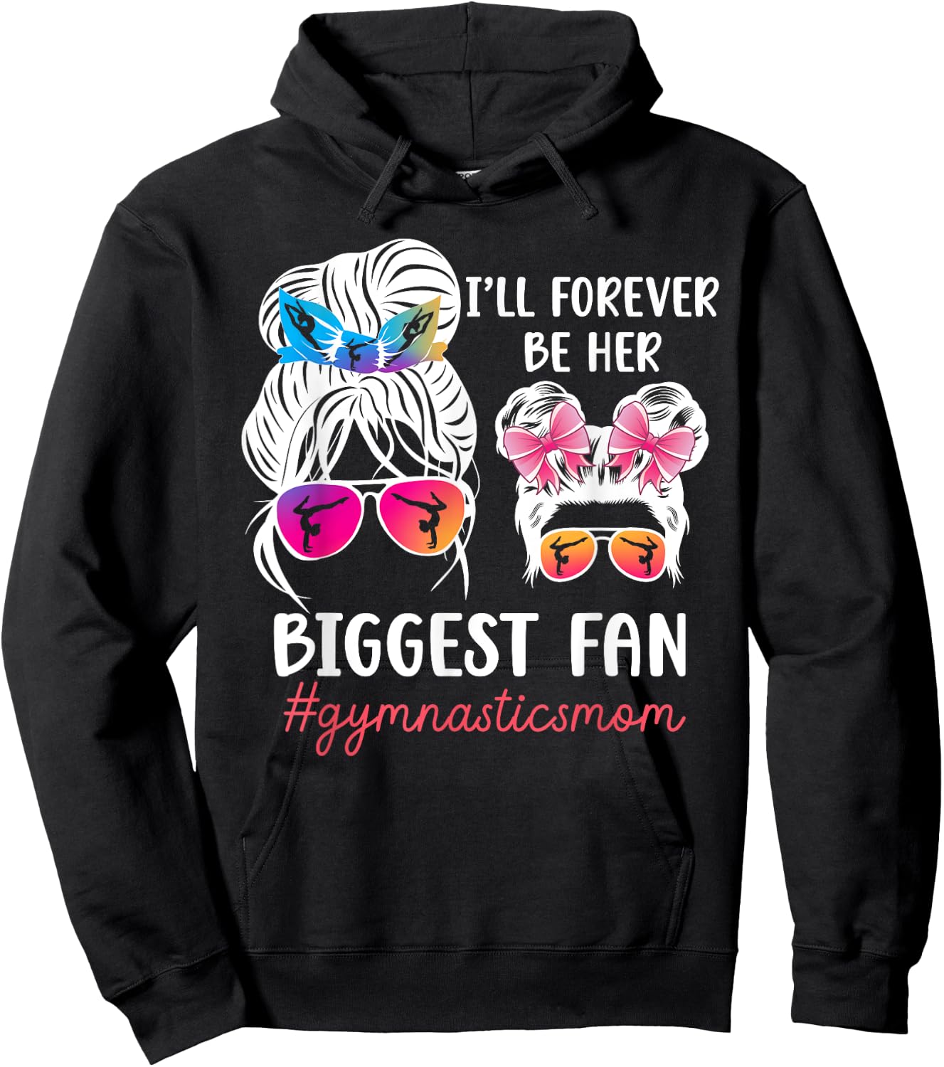 Her Biggest Fan Gymnastics Mom Of A Gymnast Mama Hoodie - Hoodie | Black