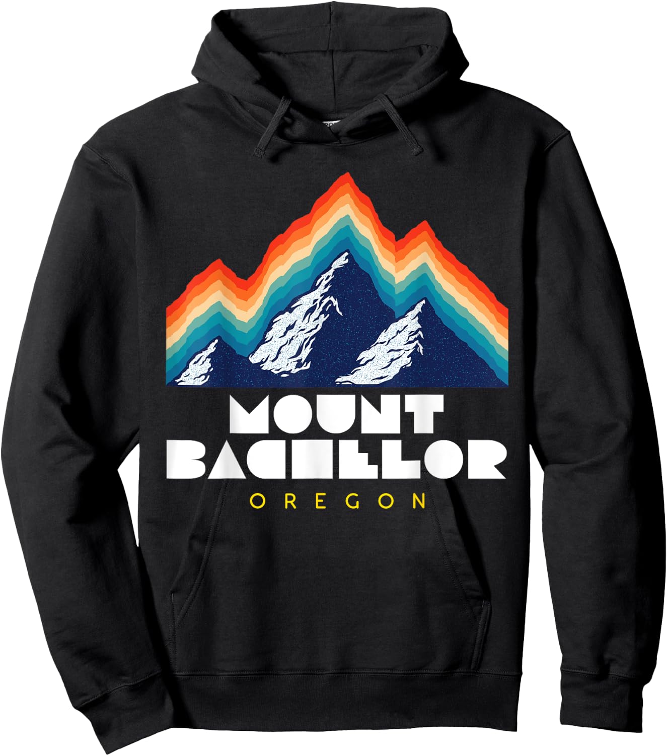 Mount Bachelor, Oregon - USA Ski Resort 1980s Retro Hoodie - Hoodie | Black