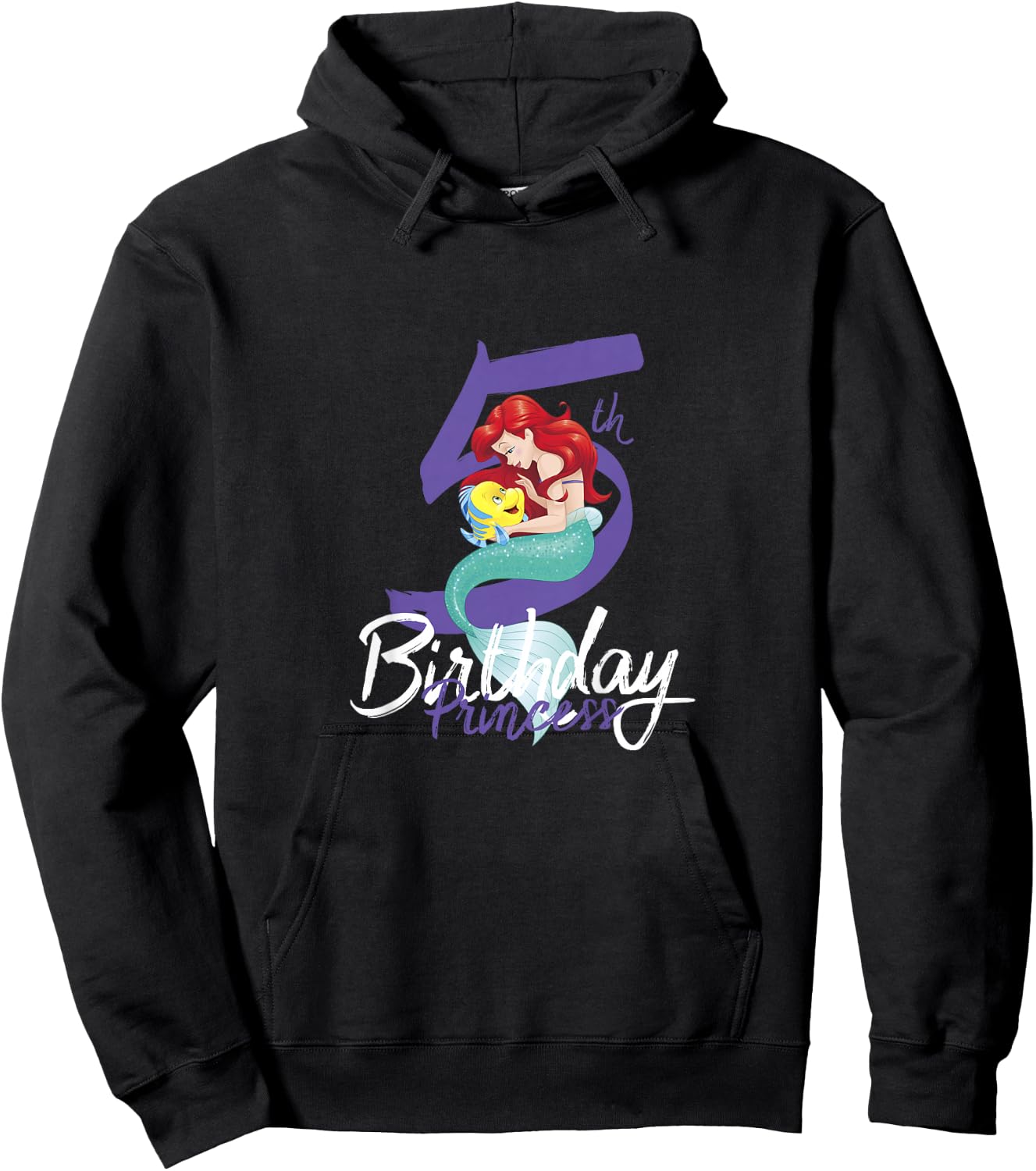 Kids Disney Princess Ariel The Little Mermaid 5th Birthday Hoodie - Hoodie | Black