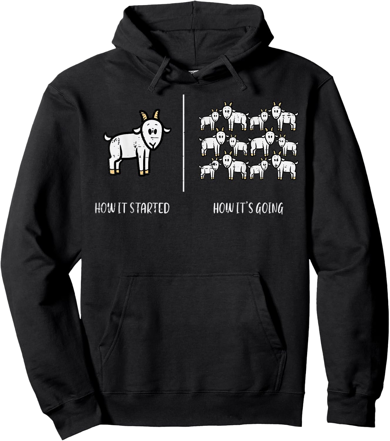 Goats How It Started Going Funny Farm Farmer Men Women Kids Hoodie - Hoodie | Black
