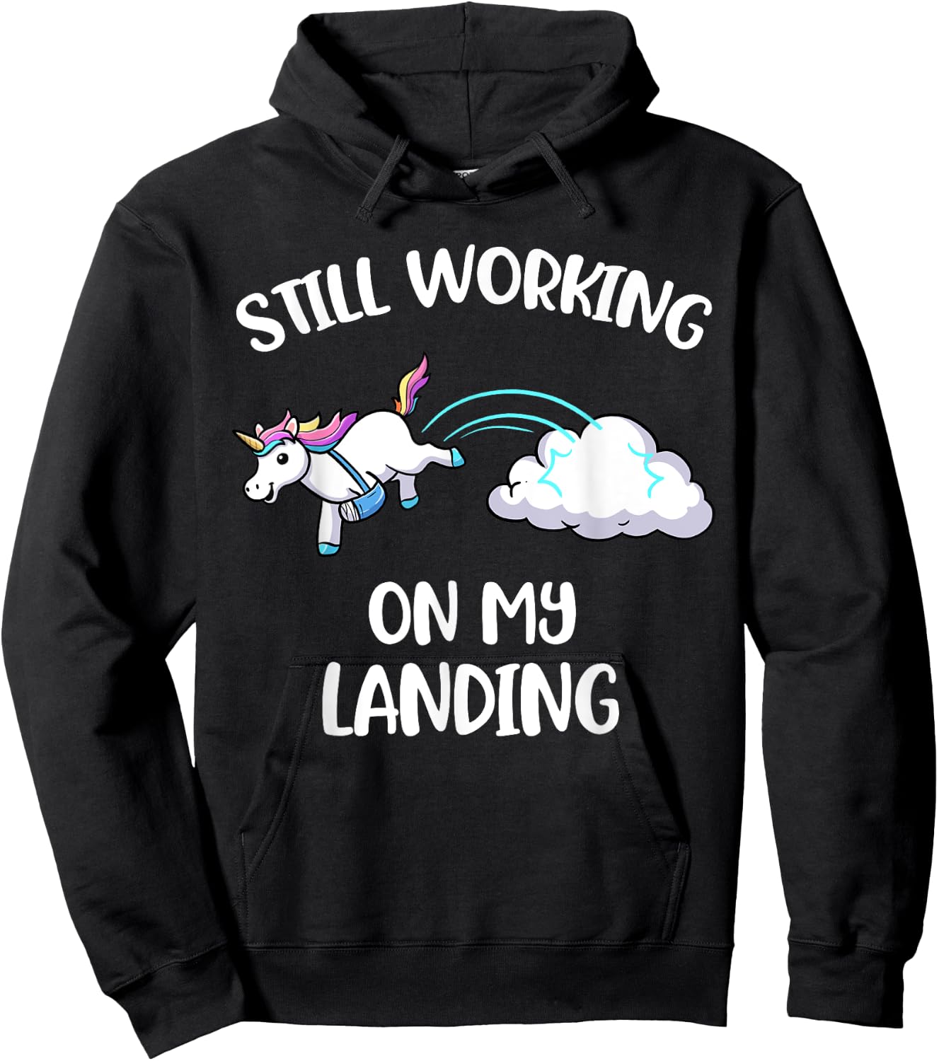 Still Working On My Landing Injury Broken Arm Cute Unicorn Hoodie - Hoodie | Black