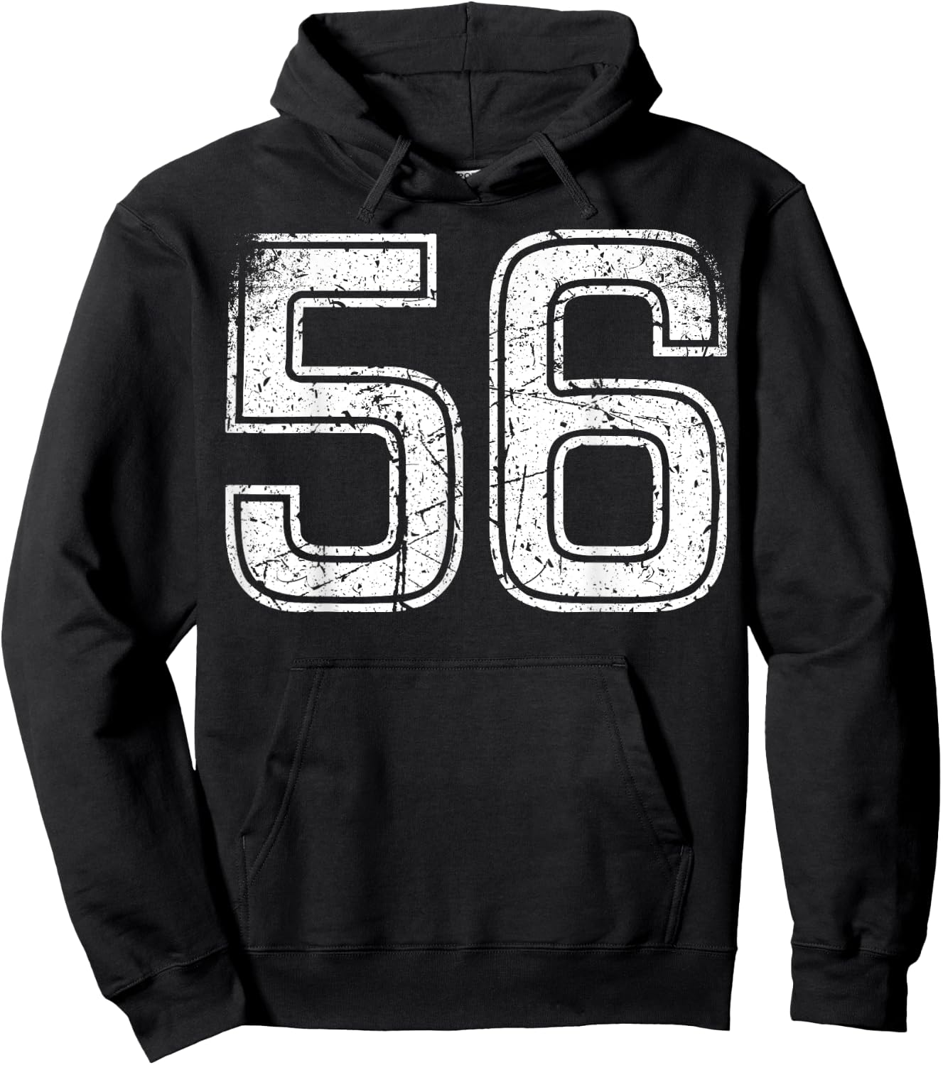 Number #56 Sport White Vintage Number Hoodie - Hoodie | Black