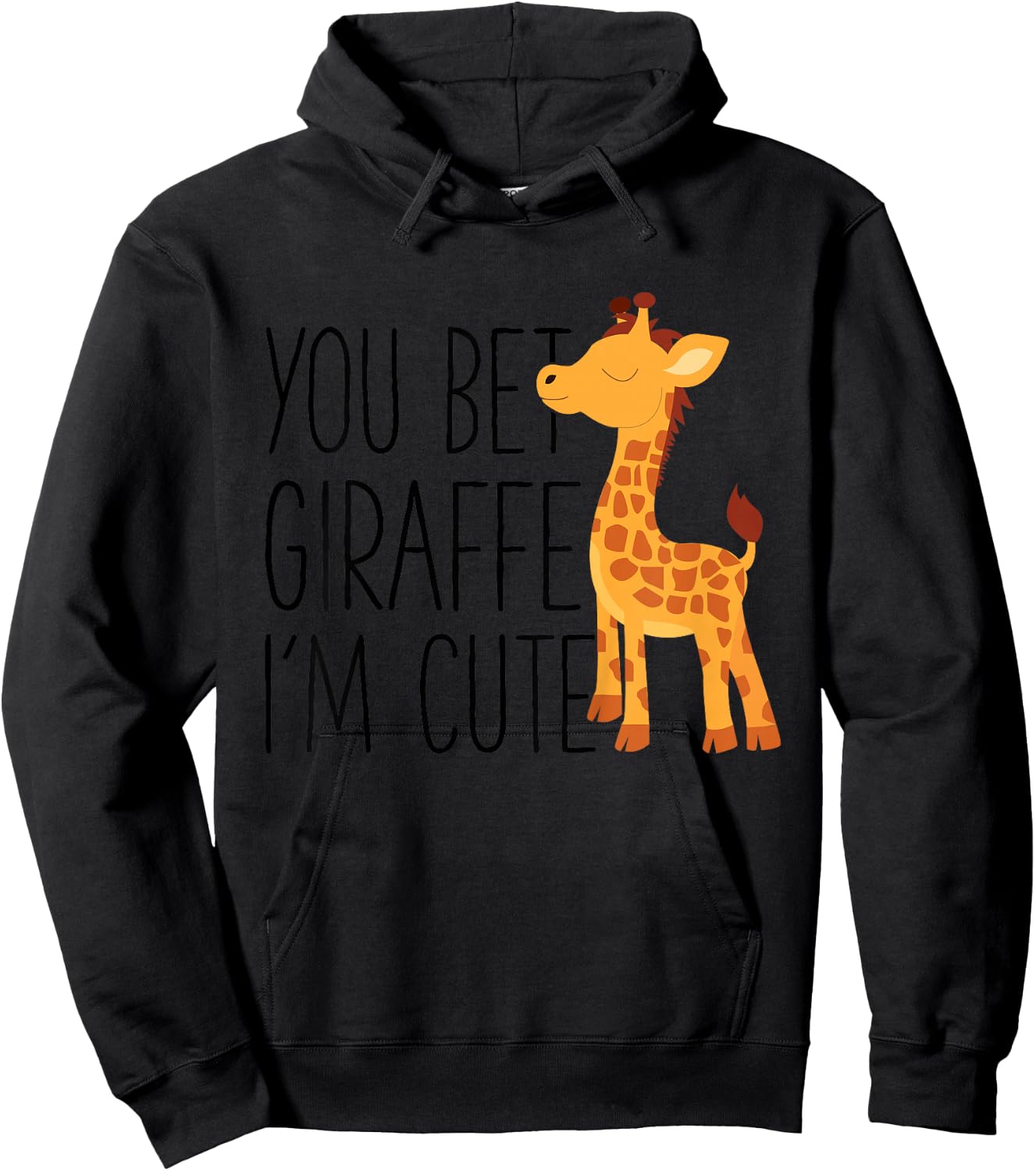 Kids You Bet Giraffe I'm Cute Baby Giraffe Lover Hoodie - Hoodie | Black