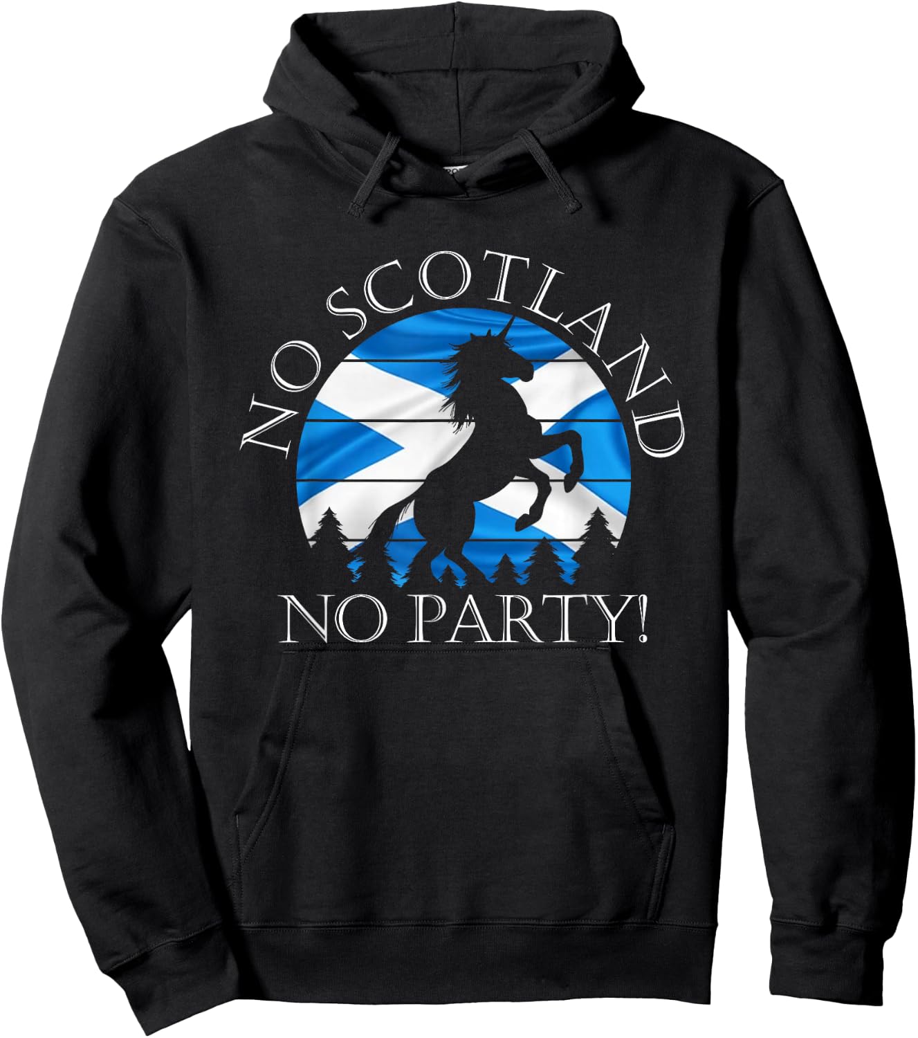 Scottish Pride Scotland Unicorn No Scotland No Party Saltire Hoodie - Hoodie | Black
