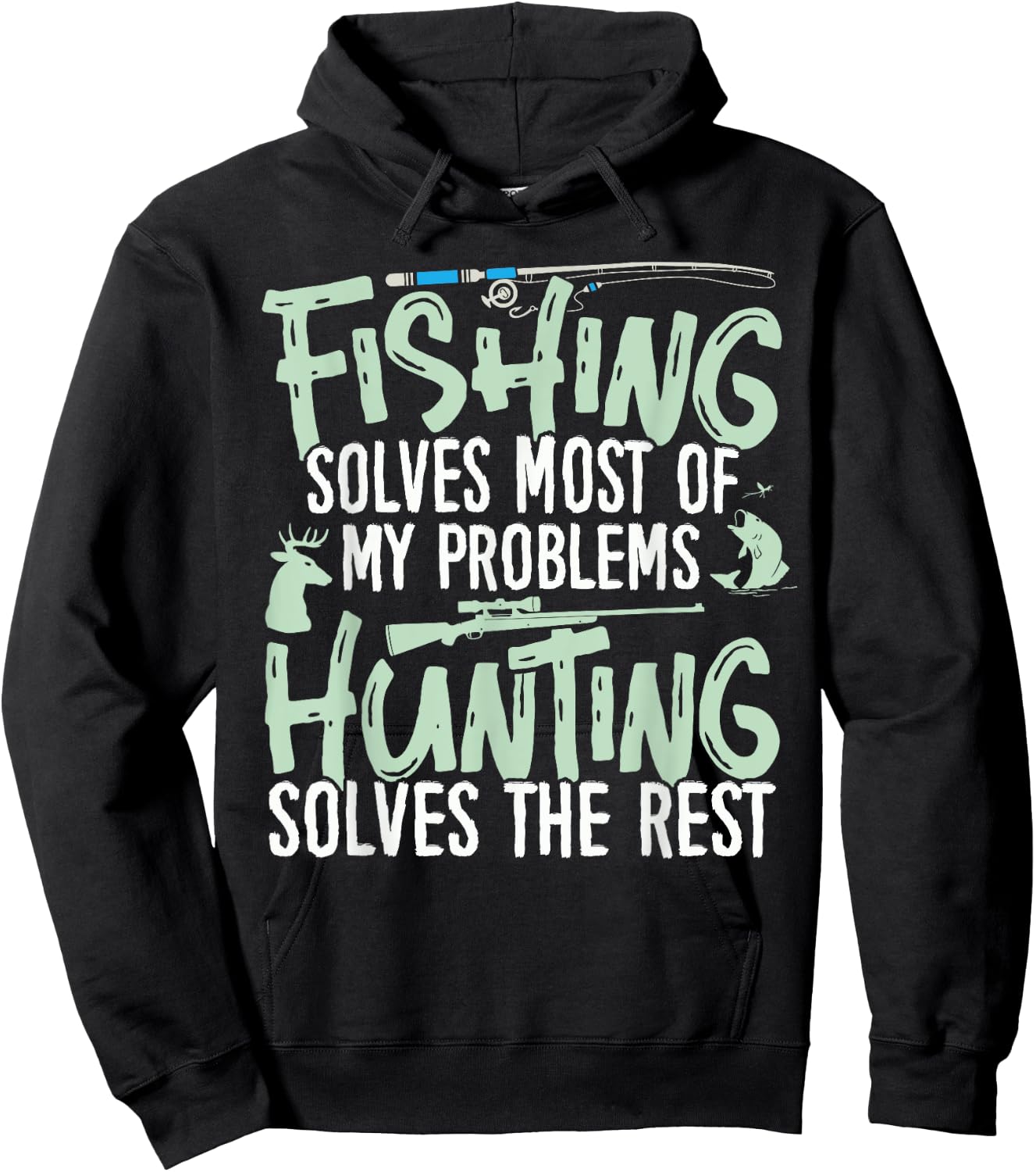 Funny Fishing & Hunting Shirts Fishing solves my Problems Hoodie - Hoodie | Black