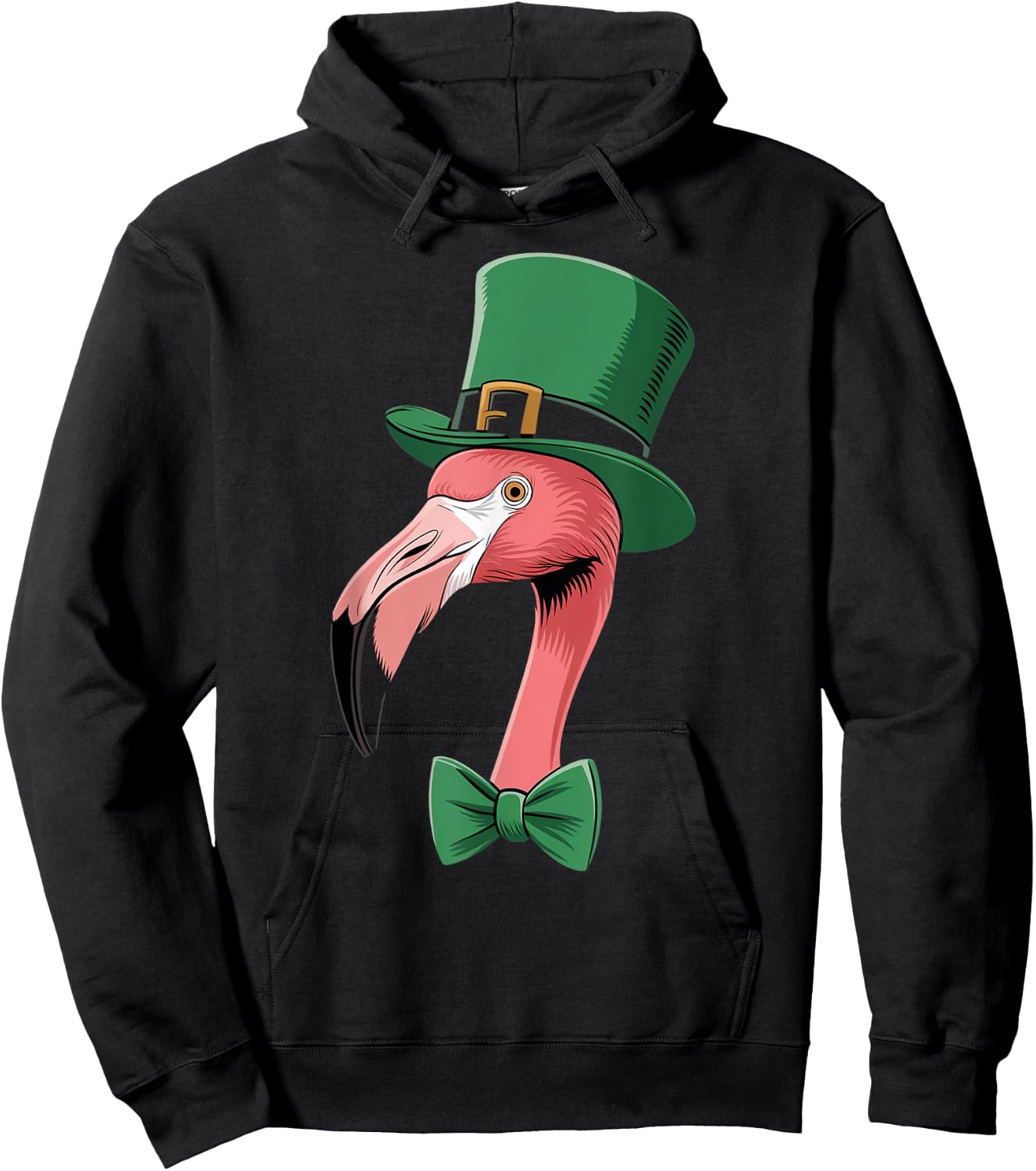 Green Flamingo shamrock on St Patricks Day Flamingo Hoodie - Hoodie | Black