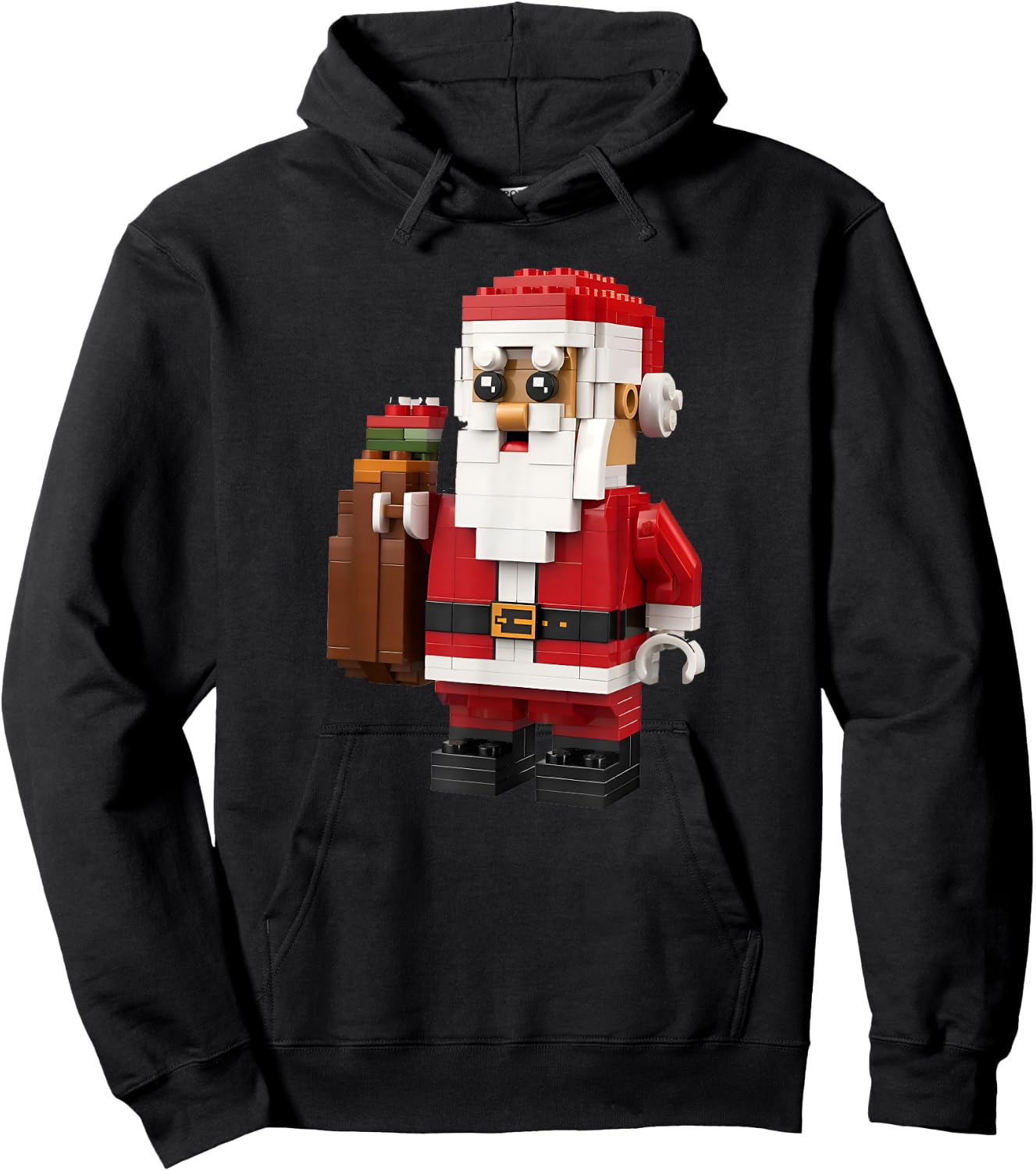Christmas Builder Block Brick Building Santa Face Kids Boys Hoodie - Hoodie | Black