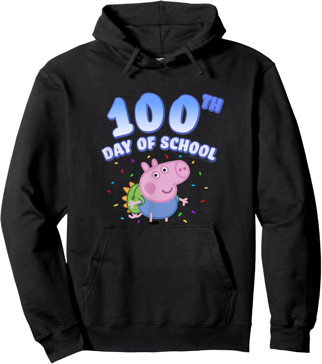 Peppa Pig George Pig 100th Day Of School Fun Confetti Pose Hoodie - Hoodie | Black