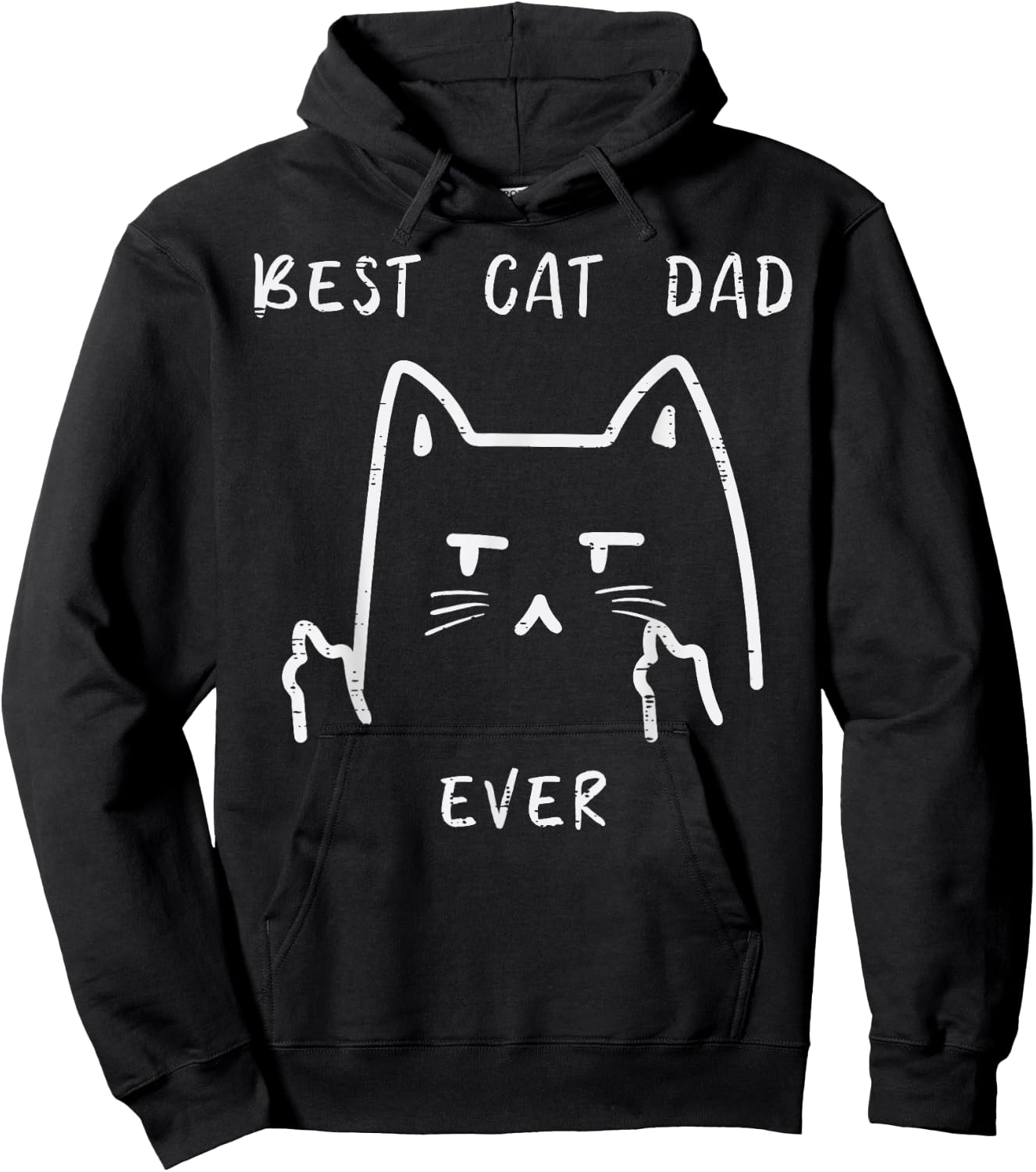Fathers Day Best Cat Dad Ever Finger Funny Fur Daddy Papa Hoodie - Hoodie | Black