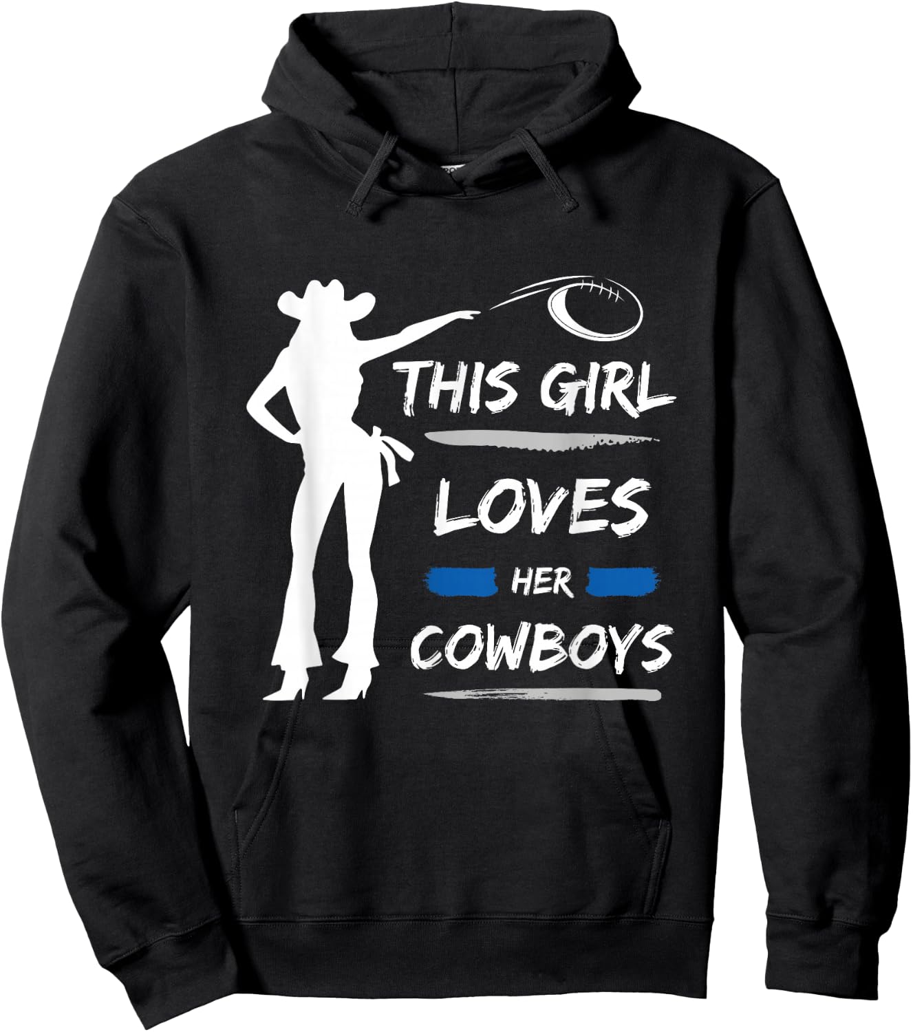 This Girl Loves Her Cowboy Cute Texas Dallas Cheerleader Hoodie - Hoodie | Black