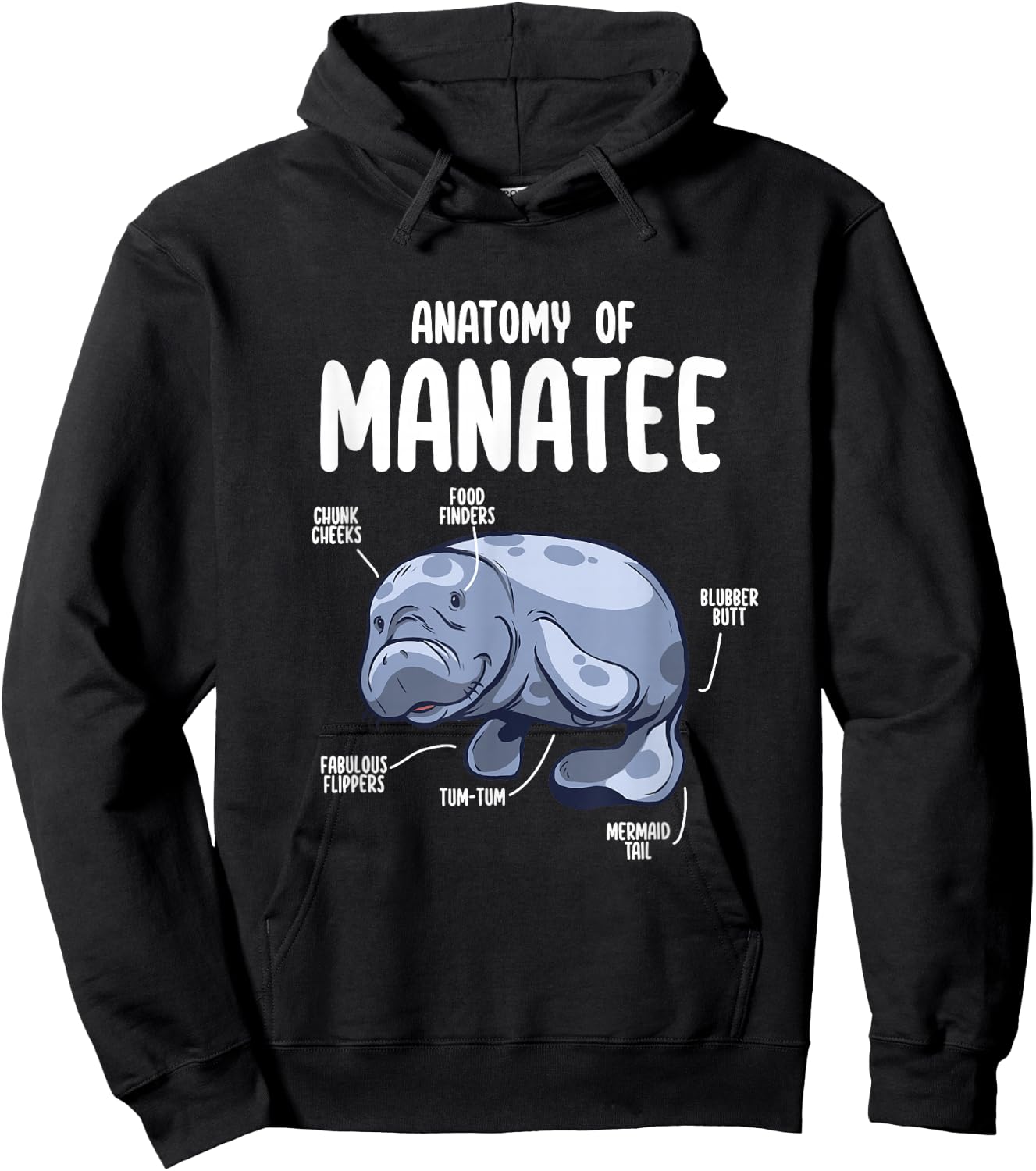 Anatomy of Manatee Funny Sea Animal Chubby Manatee Lovers Hoodie - Hoodie | Black