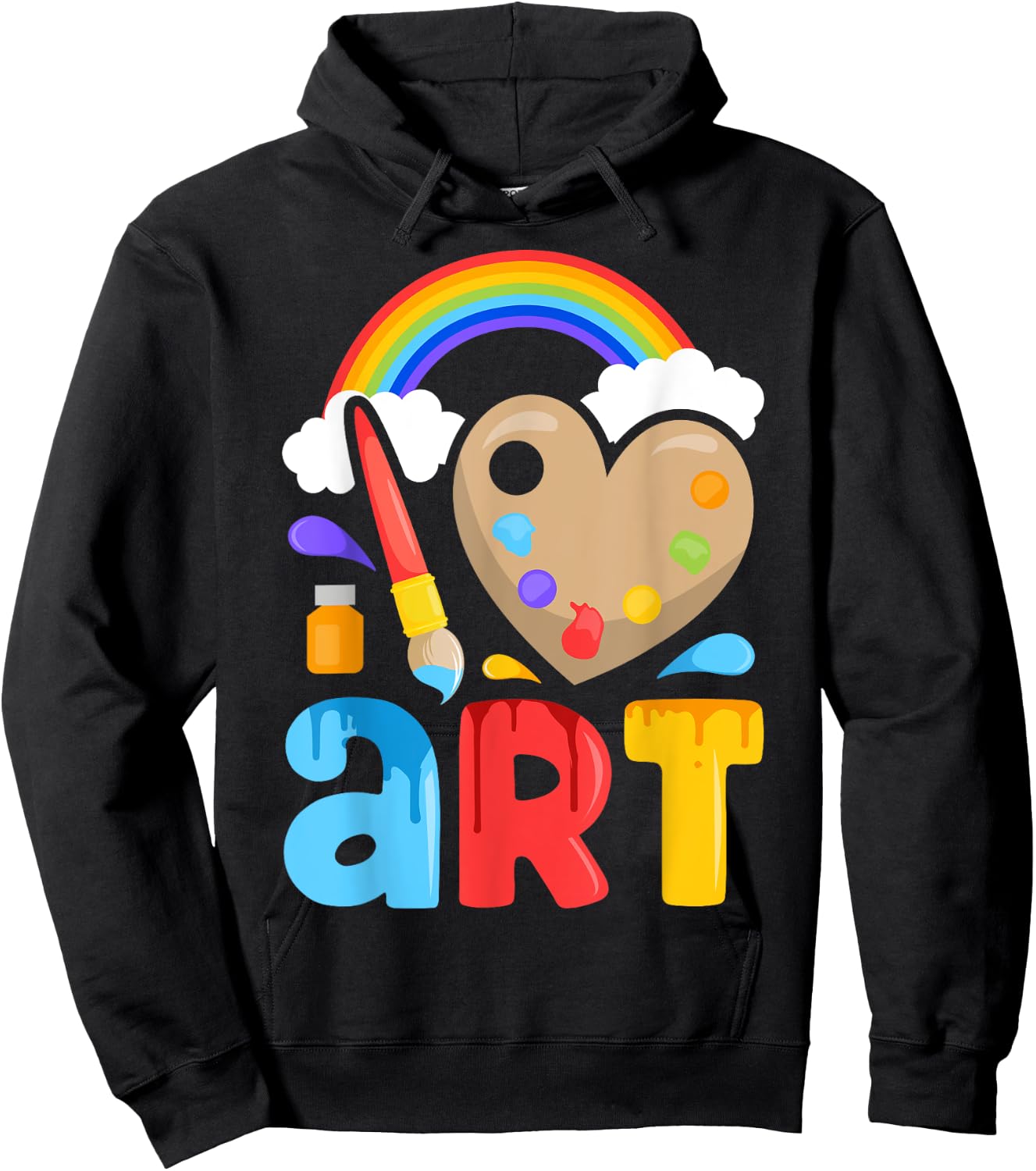 I Love Art Artist Painter Colorful Painting Gifts Kids Girls Hoodie - Hoodie | Black