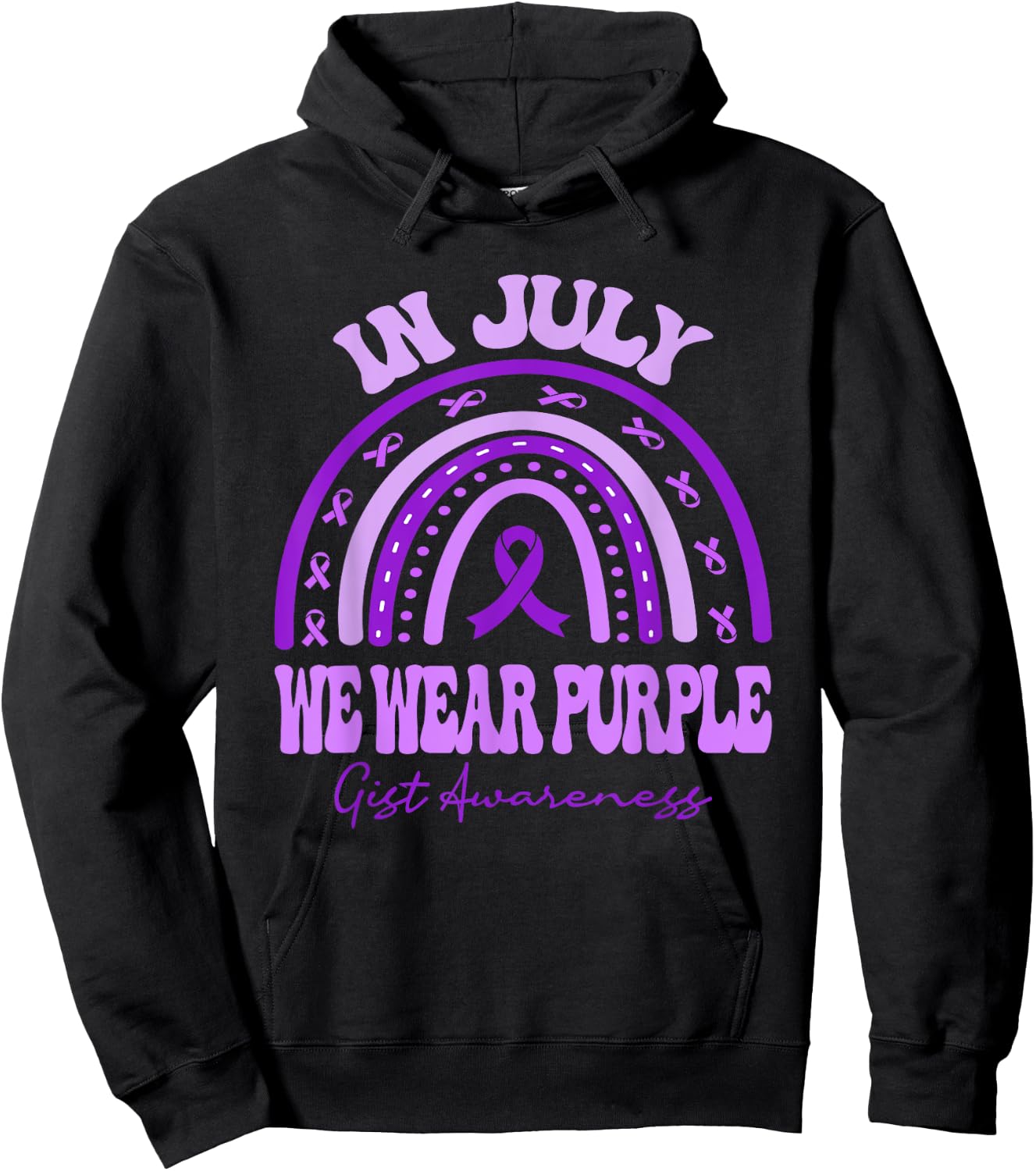 In July We Wear Purple GIST Awareness Rainbow Hoodie - Hoodie | Black