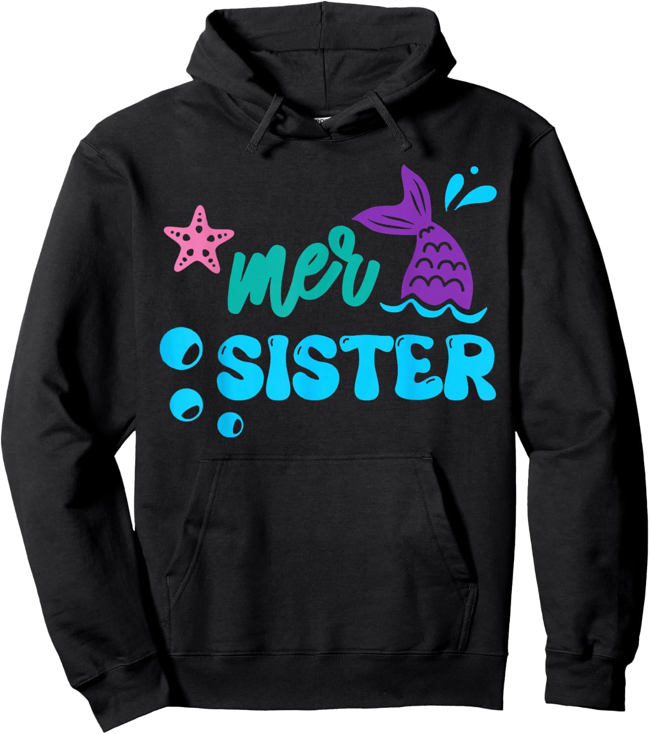 Mer Sister Mermaid Shirt Matching Family Gifts Hoodie - Hoodie | Black