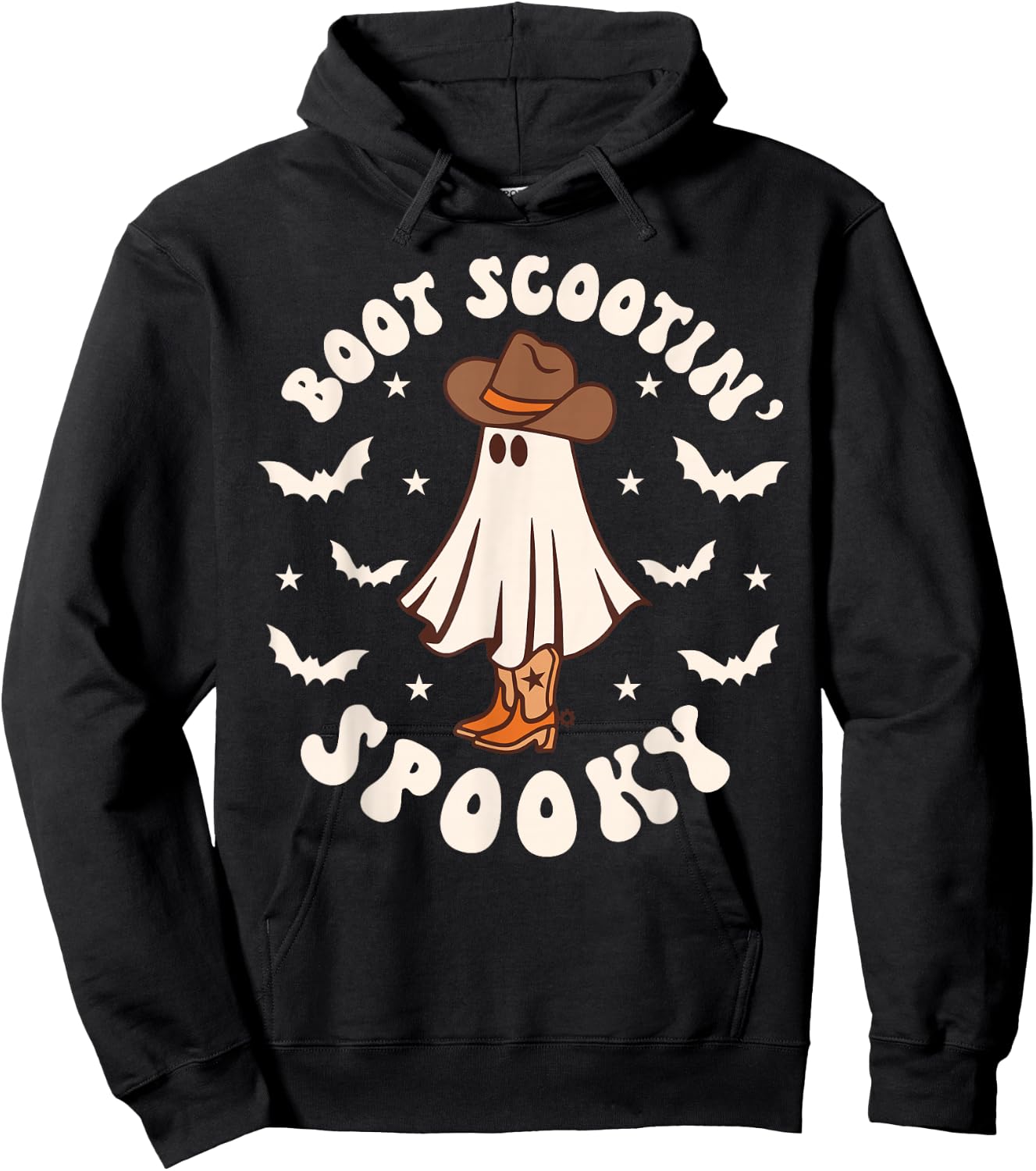 Retro Western Halloween Cute Ghost Funny Boot Scootin Spooky Hoodie - Hoodie | Black