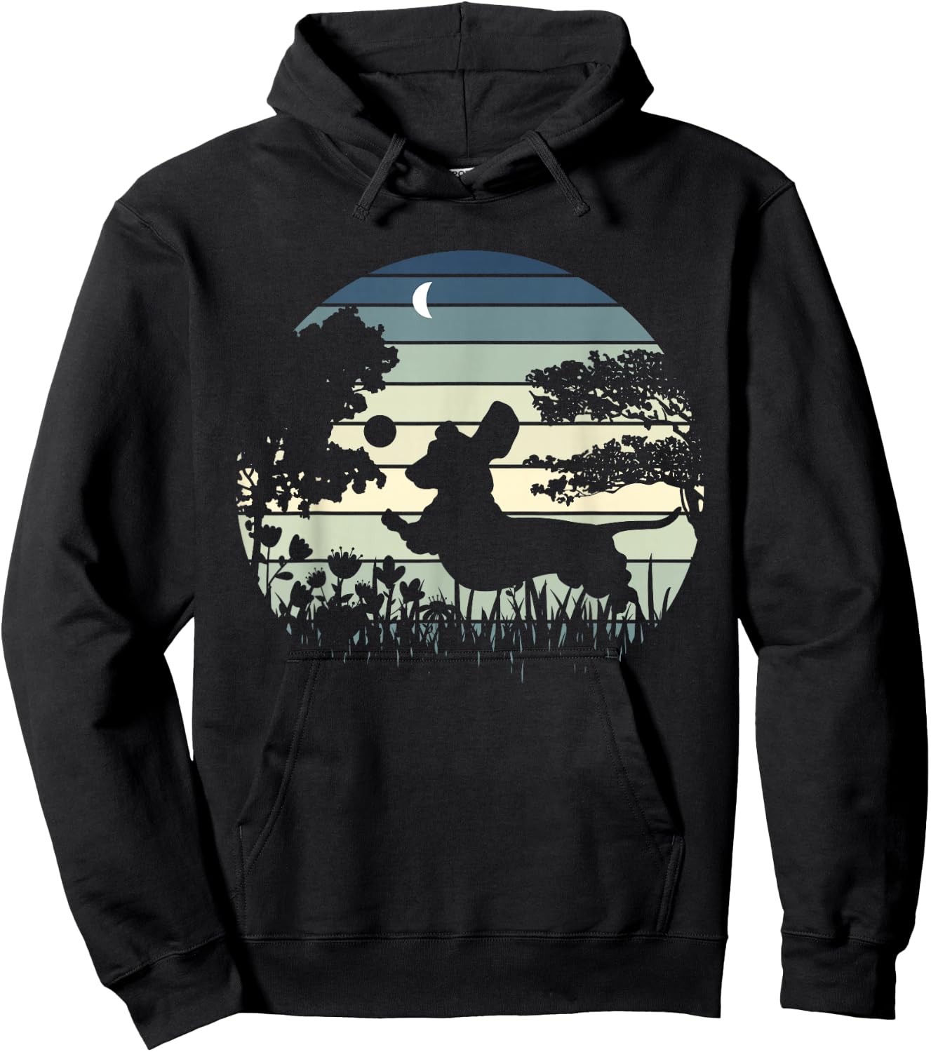 Dachshund Wiener Dog Sunset Garden Nature Lover Hoodie - Hoodie | Black