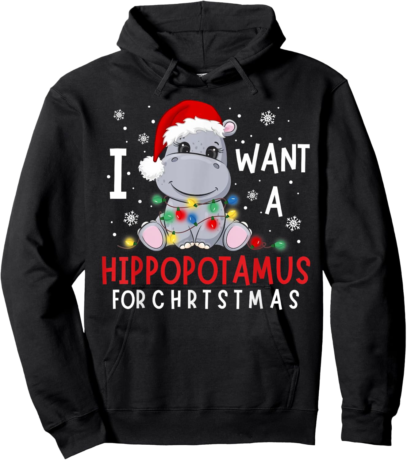 I Want A Hippopotamus For Christmas Xmas Hippo for Kid Women Hoodie - Hoodie | Black