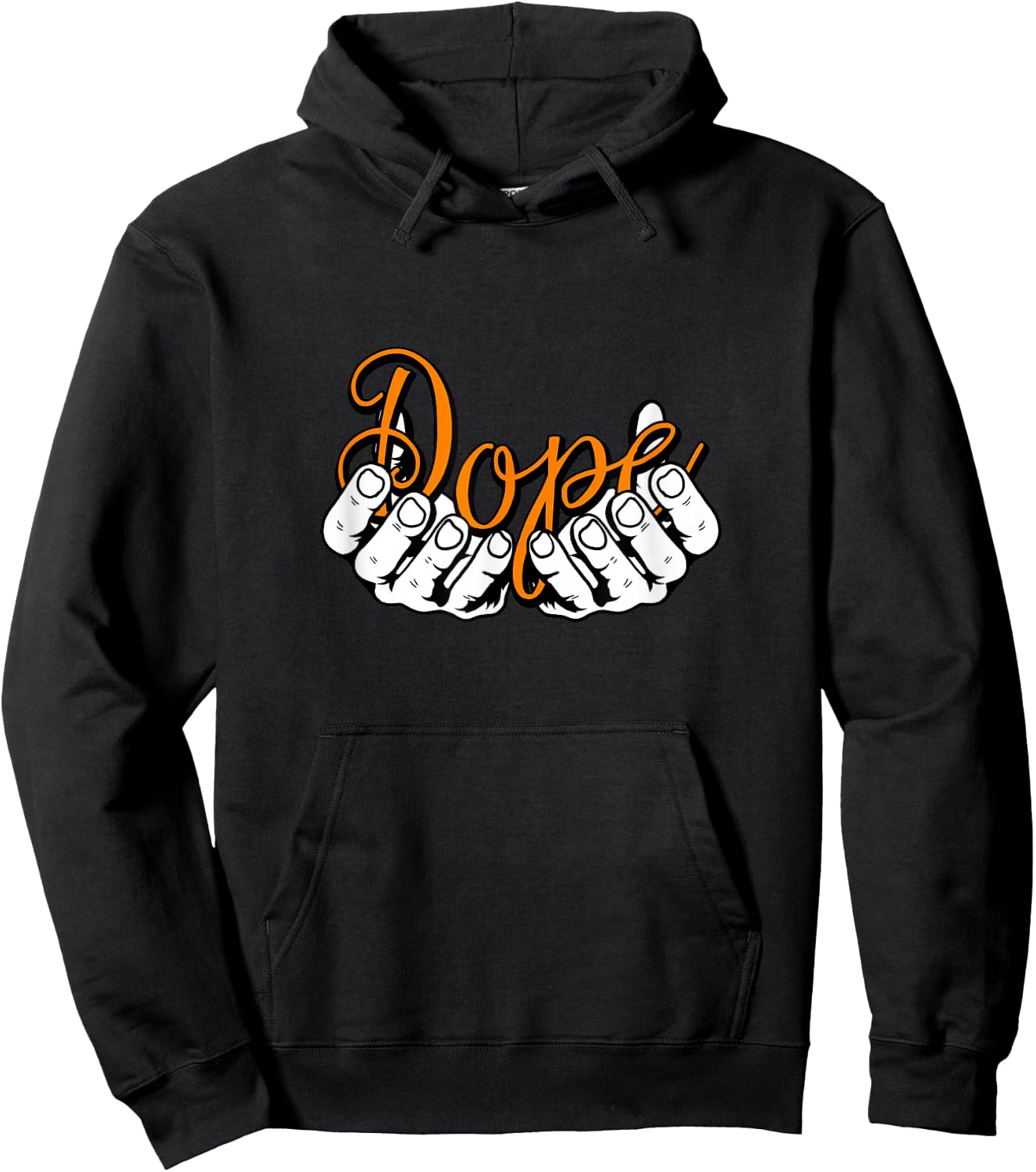 Orange Color Hands DOPE Orange Graphic Hoodie - Hoodie | Black