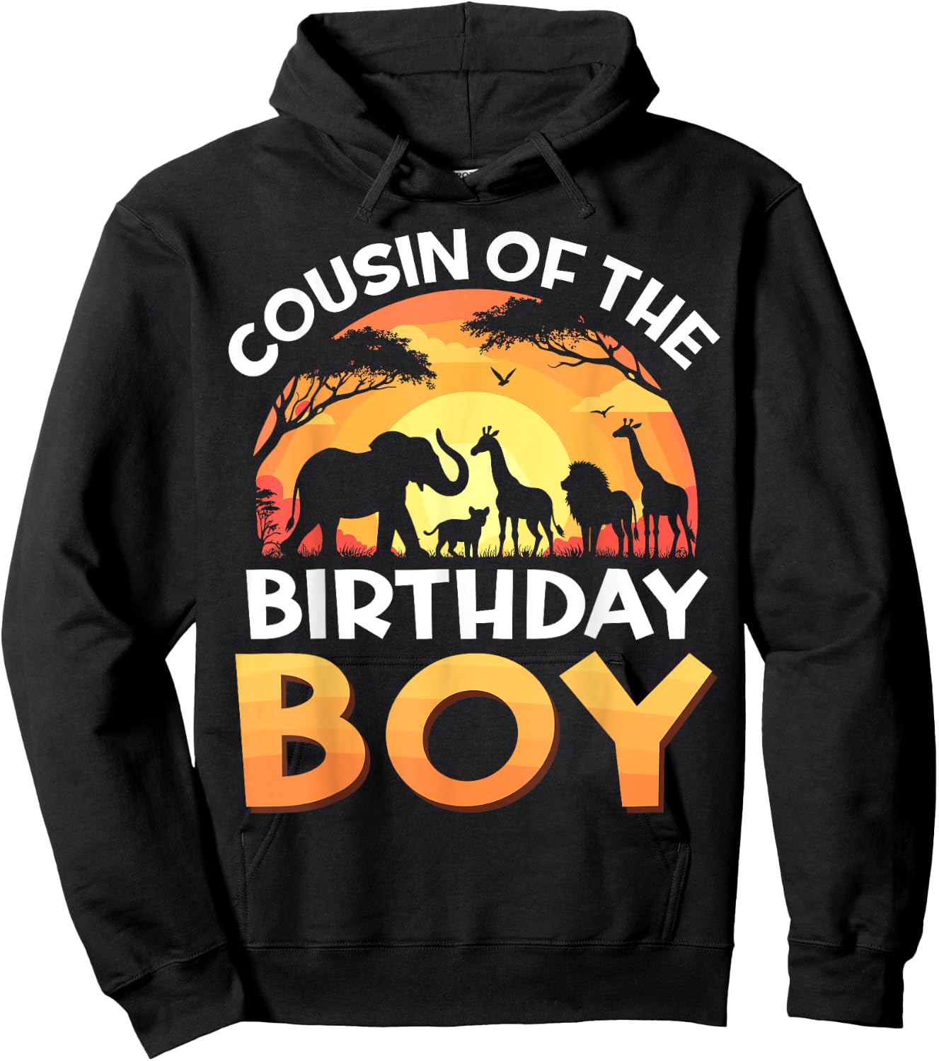 Cousin of The Birthday Boy Family Birthday Safari Zoo Animal Hoodie - Hoodie | Black