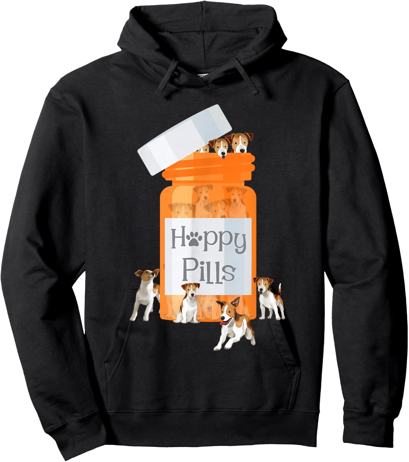 Happy Pills - Jack Russell Terrier Dog Lover Pet Owner Hoodie - Hoodie | Black