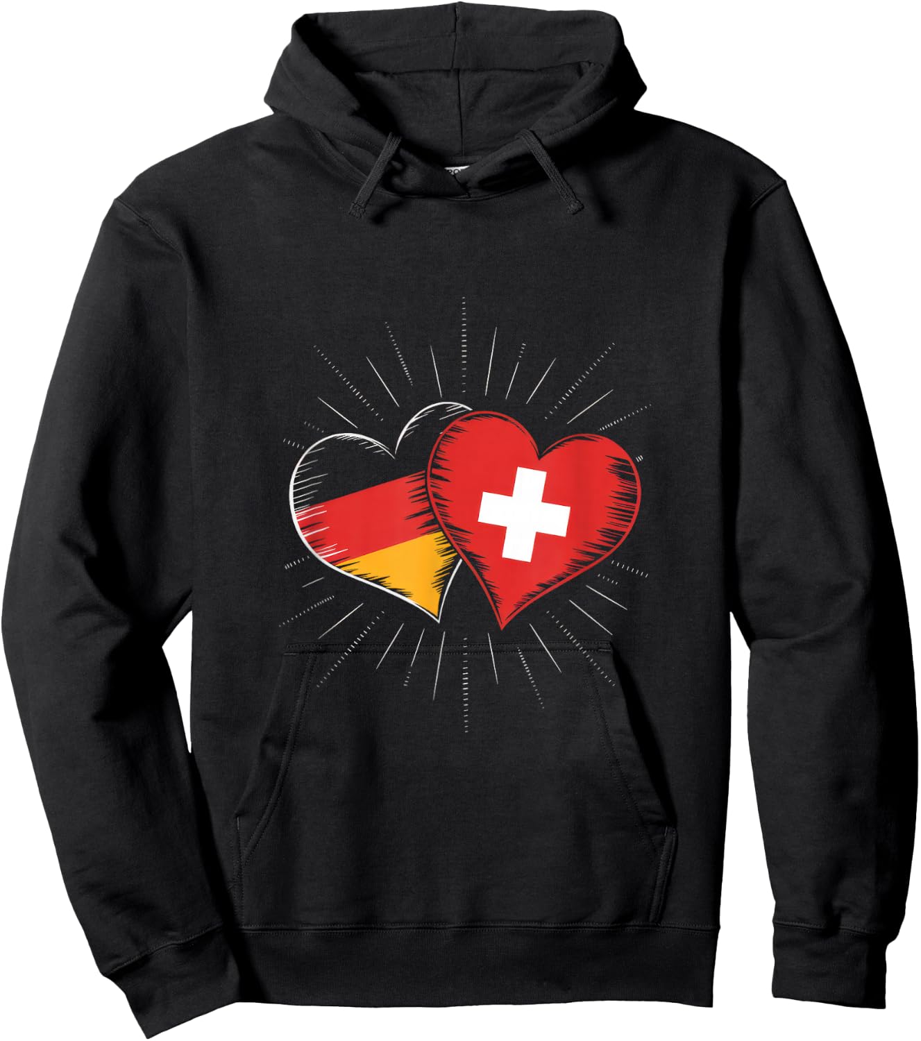 Deutschland Schweiz Freundschaft Herz Flagge Hoodie - Hoodie | Black