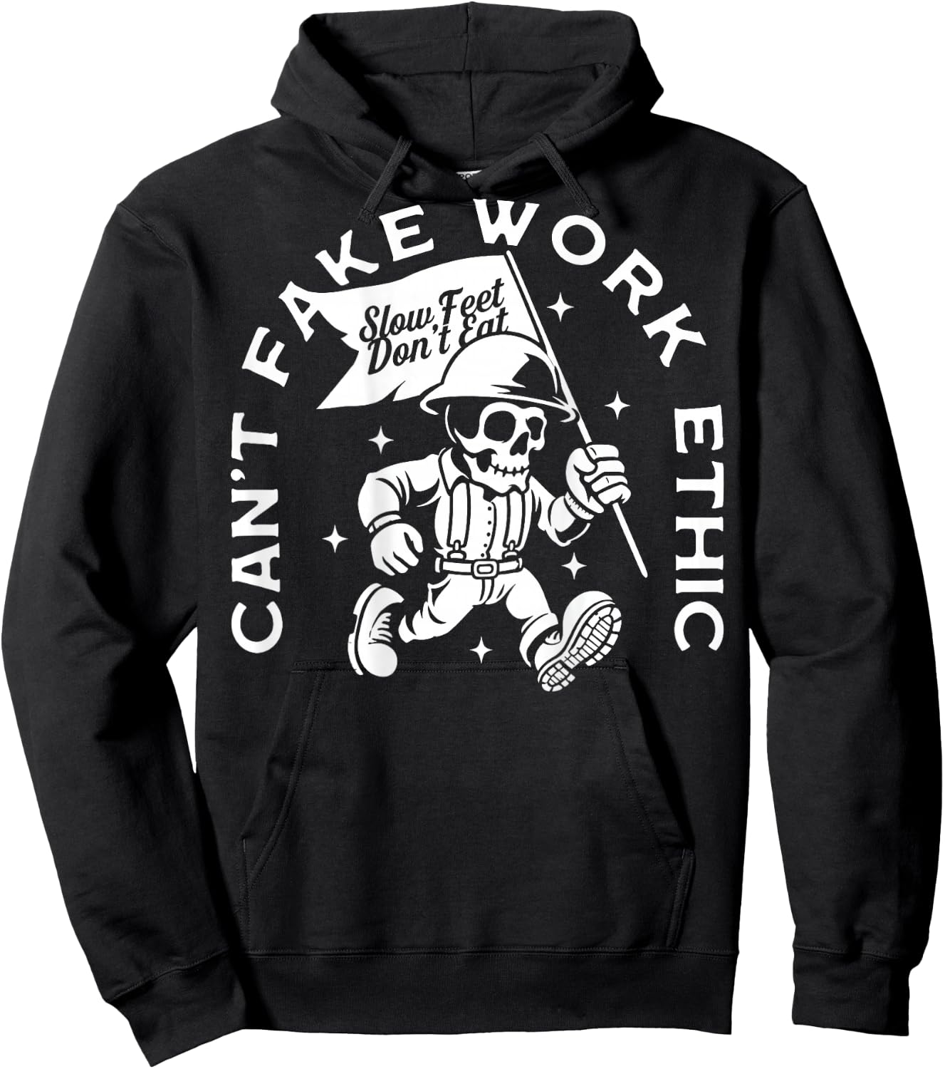Can’t Fake Work Ethic - Blue Collar Worker (On Back) Hoodie - Hoodie | Black