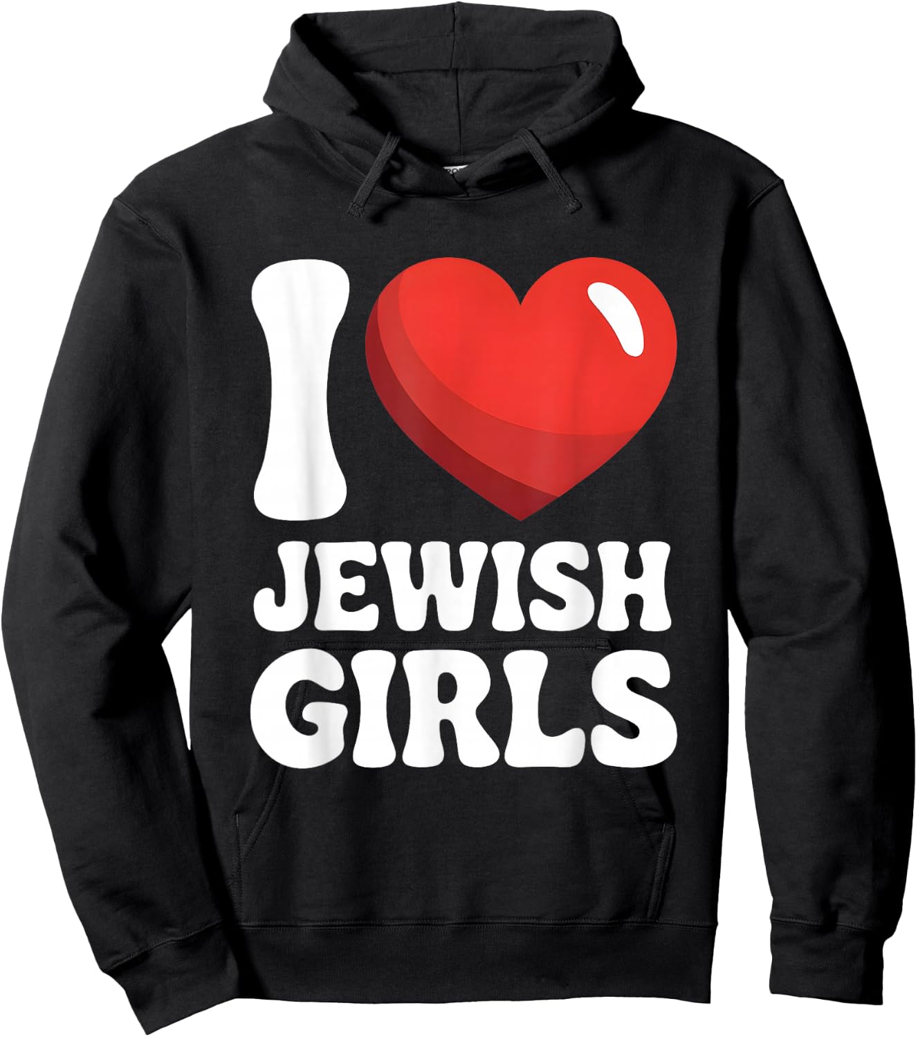 I Love Jewish Girls Red Heart Hanukkah Hoodie - Hoodie | Black